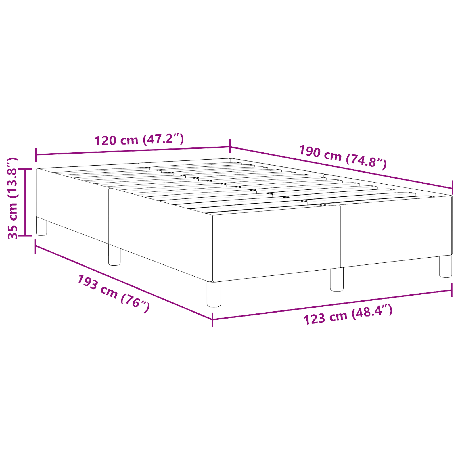 Bed Frame Dark Grey 120x190 cm Corduroy Fabric - Image 8