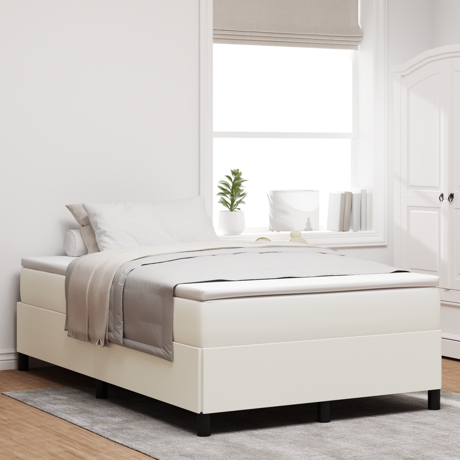 Bed Frame Cream 120x190 cm Corduroy Fabric