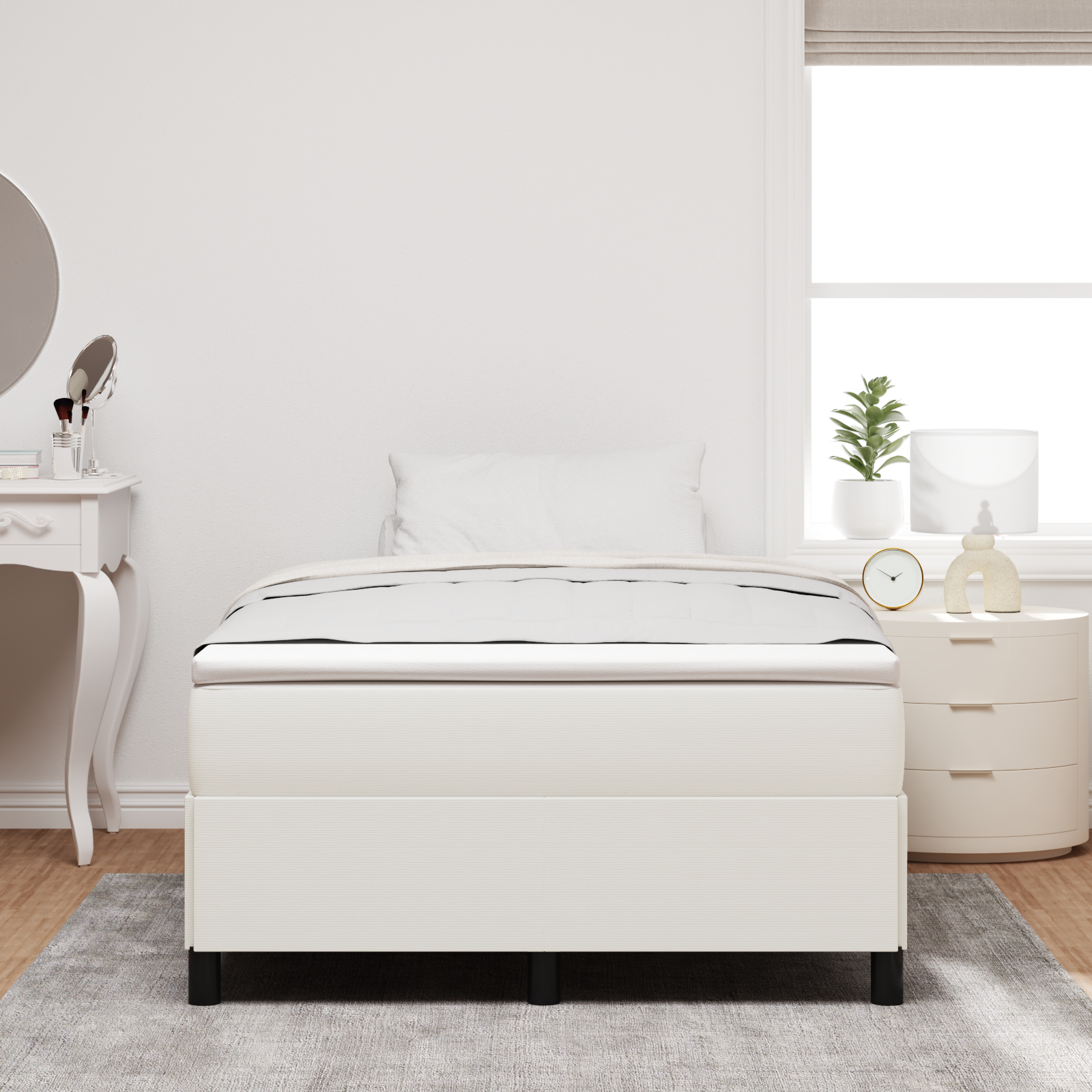 Bed Frame Cream 120x190 cm Corduroy Fabric - Image 4