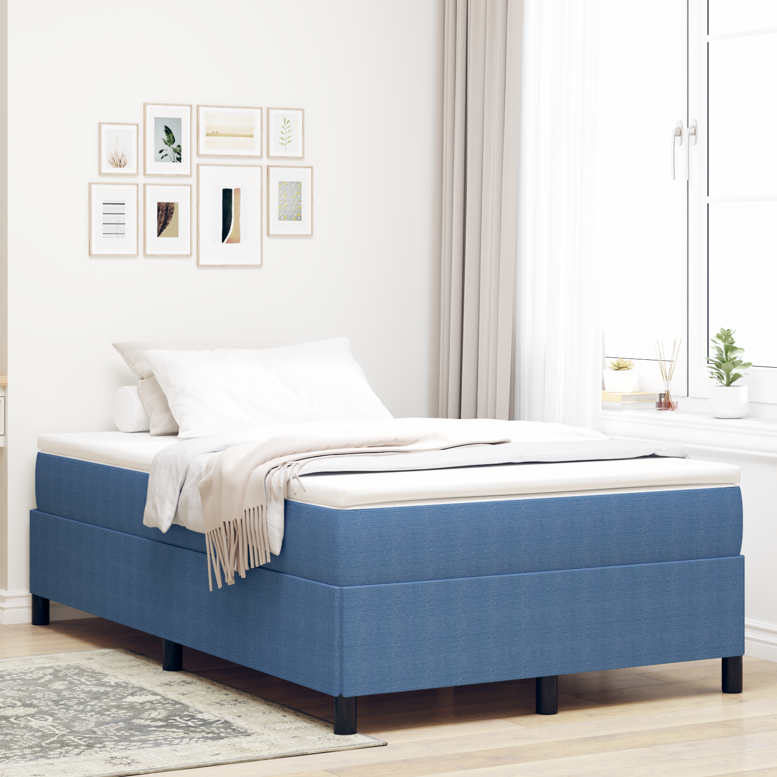 Bed Frame Blue 120x200 cm Corduroy Fabric