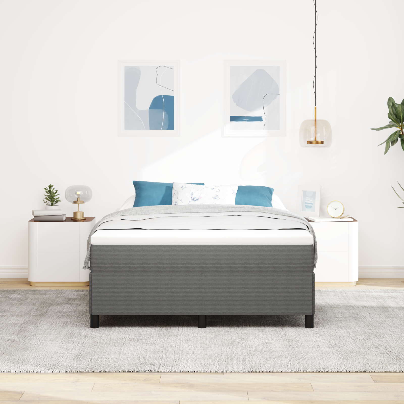 Lovos rėmas Šviesiai pilka 160x200 cm Švelnaus veliūro - Image 4