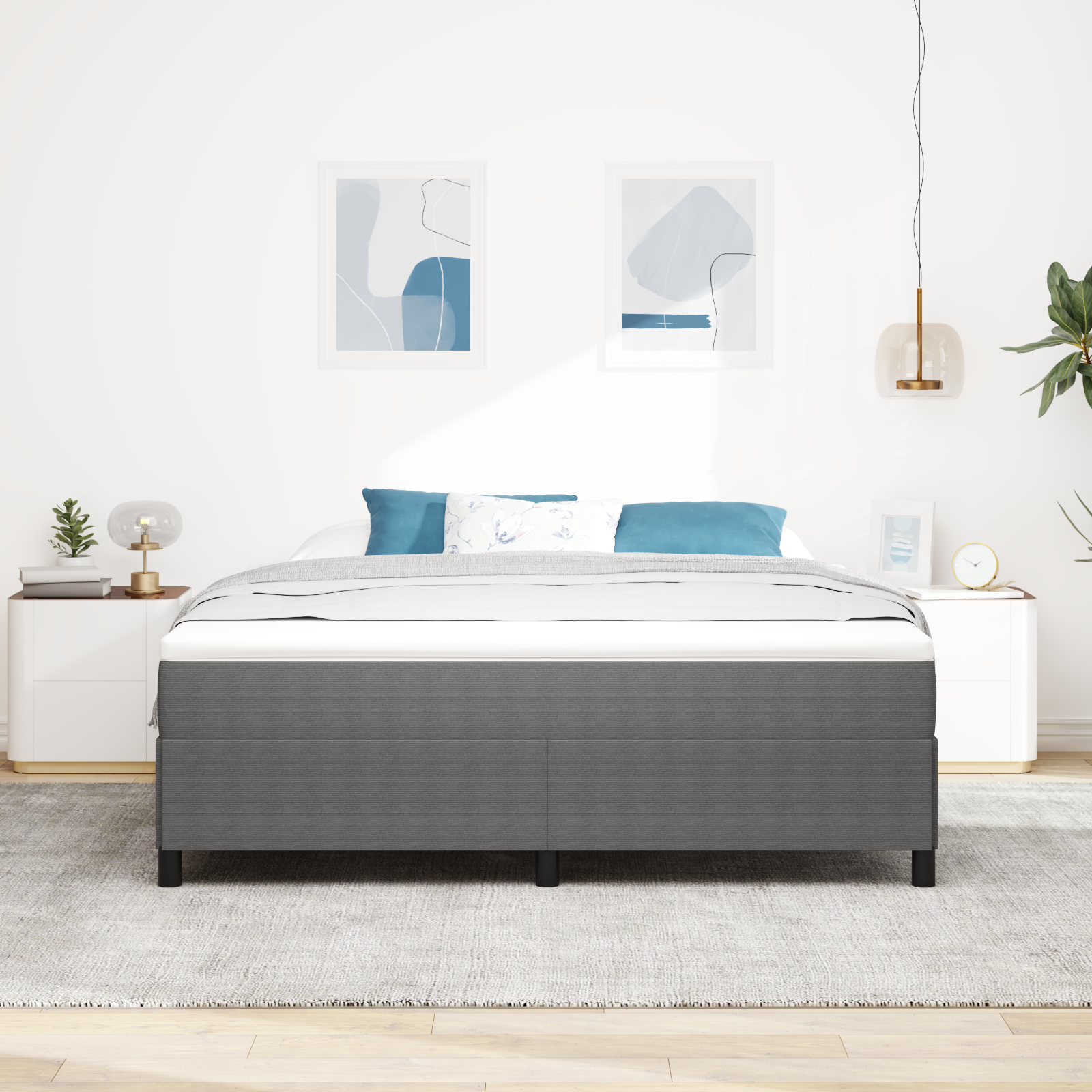 Lovos rėmas Šviesiai pilka 180x200 cm Švelnios medžiagos - Image 3
