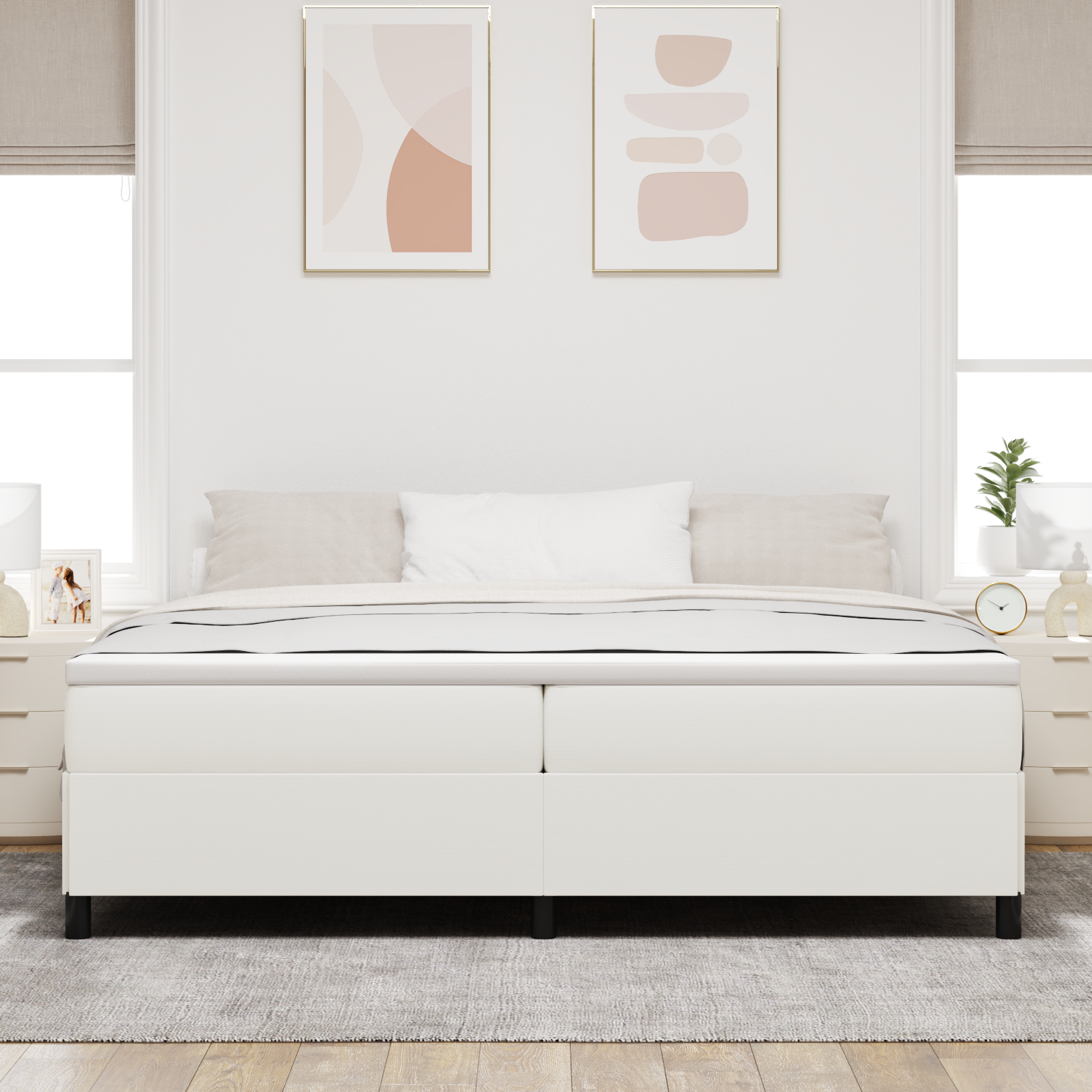 Lovos rėmas Kreminė 200x200 cm Iš džinsinio audinio