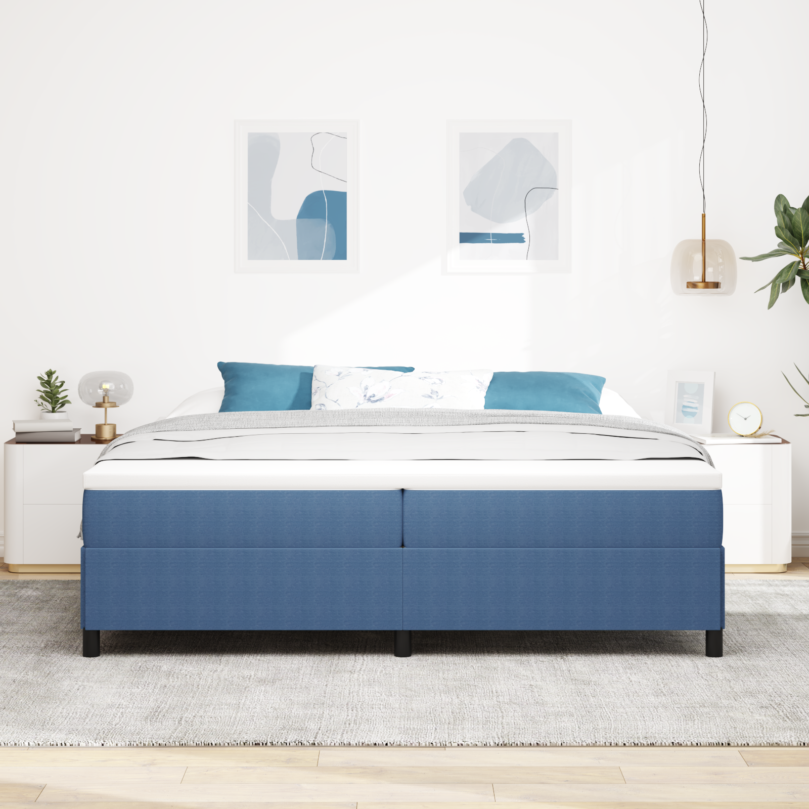 Bed Frame Blue 200x200 cm Corduroy Fabric - Image 4