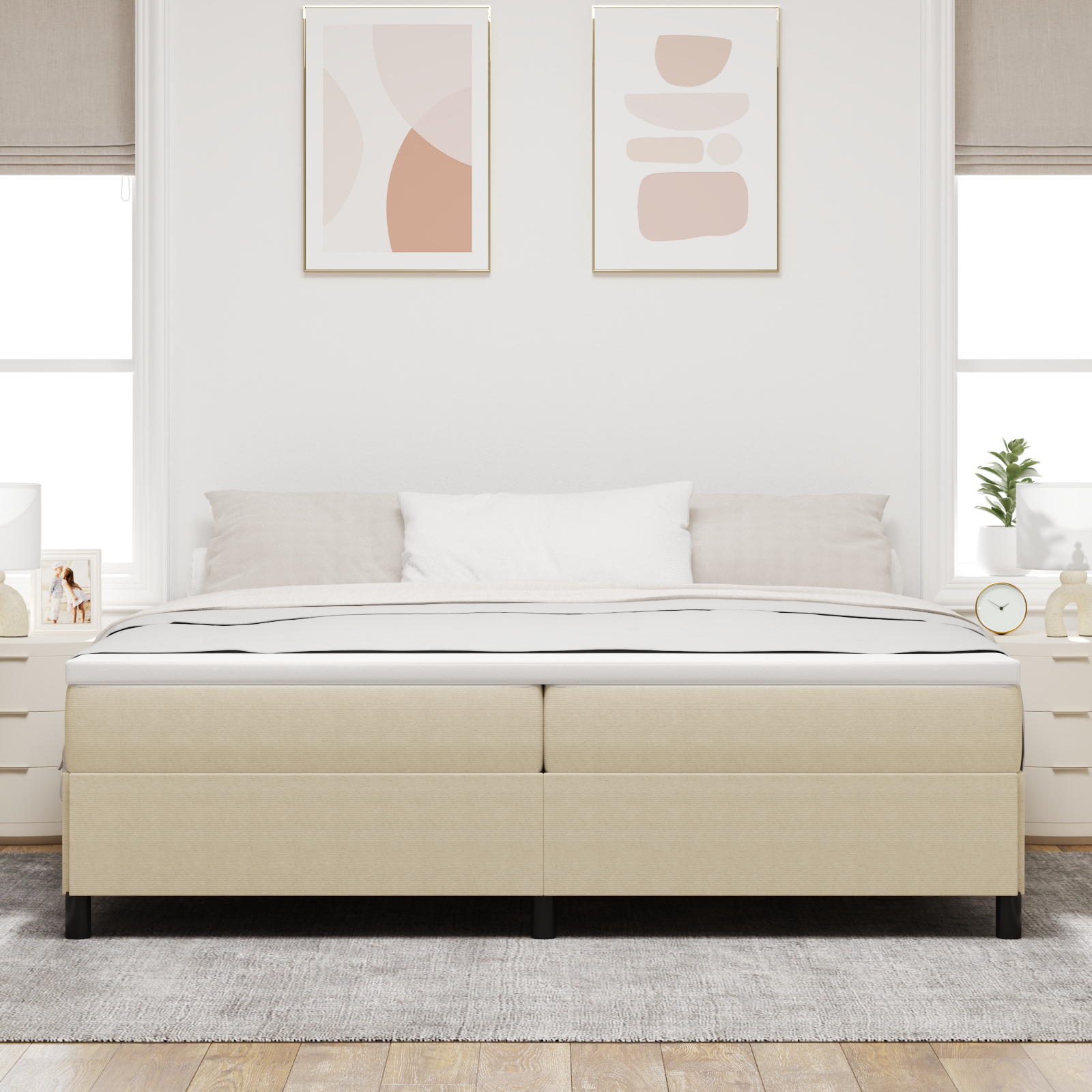 Bed Frame Light Green Grey 200x200 cm Corduroy Fabric