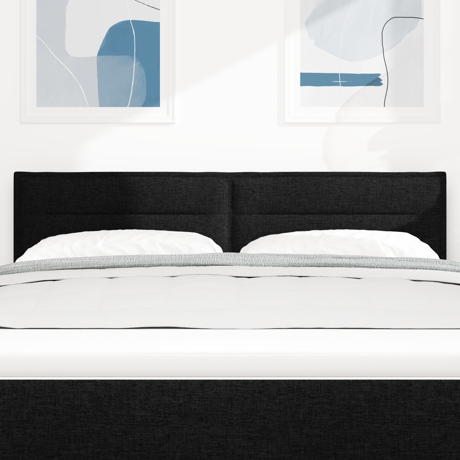 Thumbnail - vidaXL Kopfteil Linien-Design Schwarz 140 cm Stoff