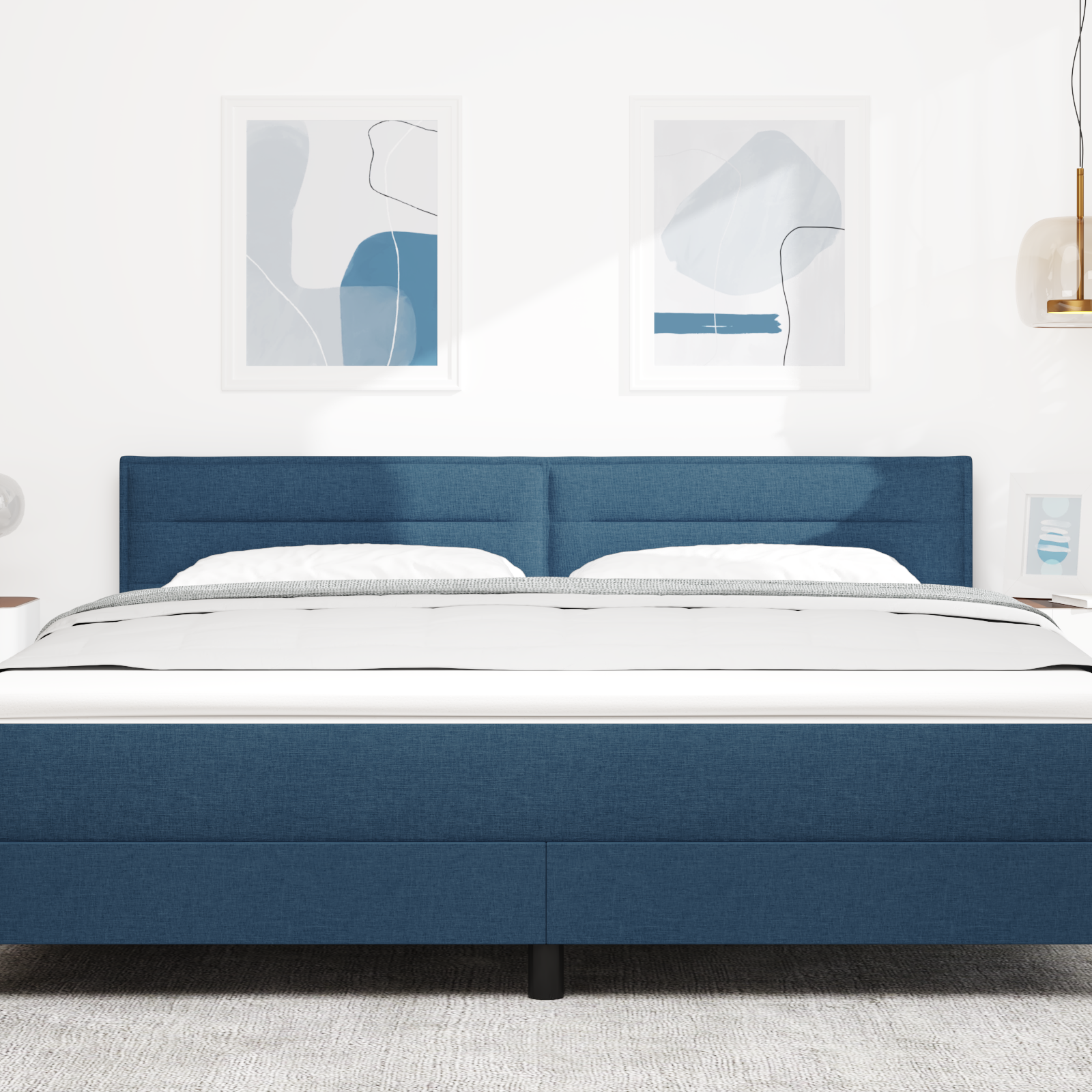 Thumbnail - vidaXL Kopfteil Linien-Design Blau 180 cm Stoff