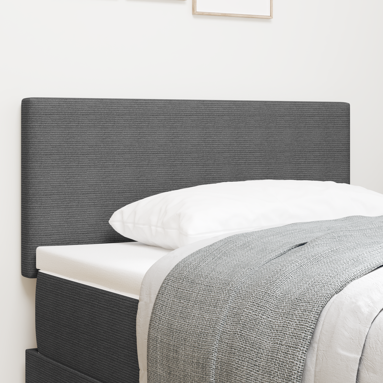 Headboard Plain Design Light Grey 80 cm Corduroy Fabric