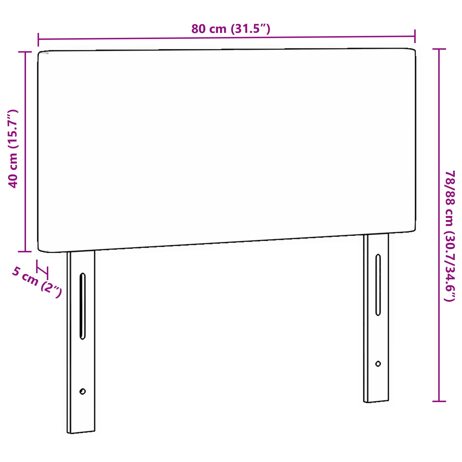 Headboard Plain Design Light Grey 80 cm Corduroy Fabric - Image 9
