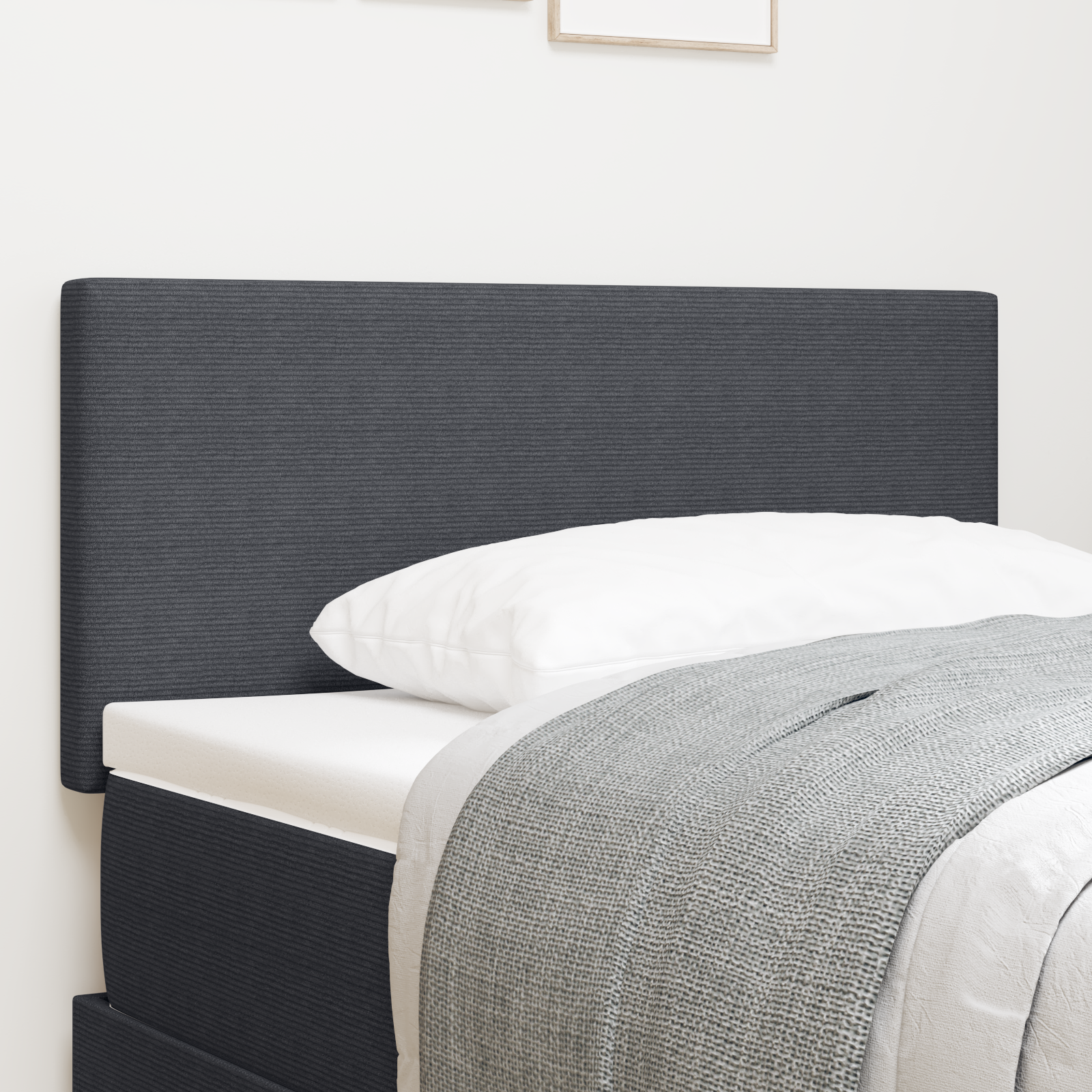 Headboard Plain Design Dark Grey 80 cm Corduroy Fabric