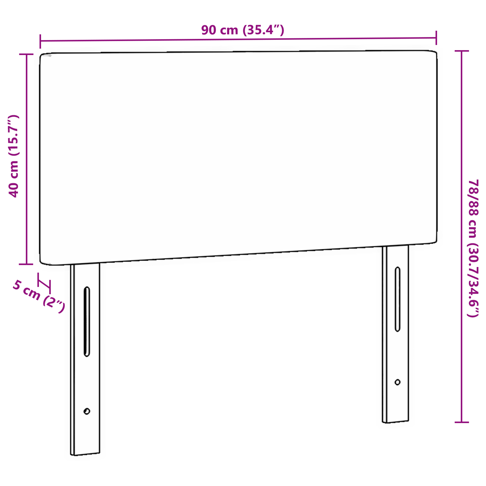 Headboard Plain Design Dark Grey 90 cm Corduroy Fabric - Image 8