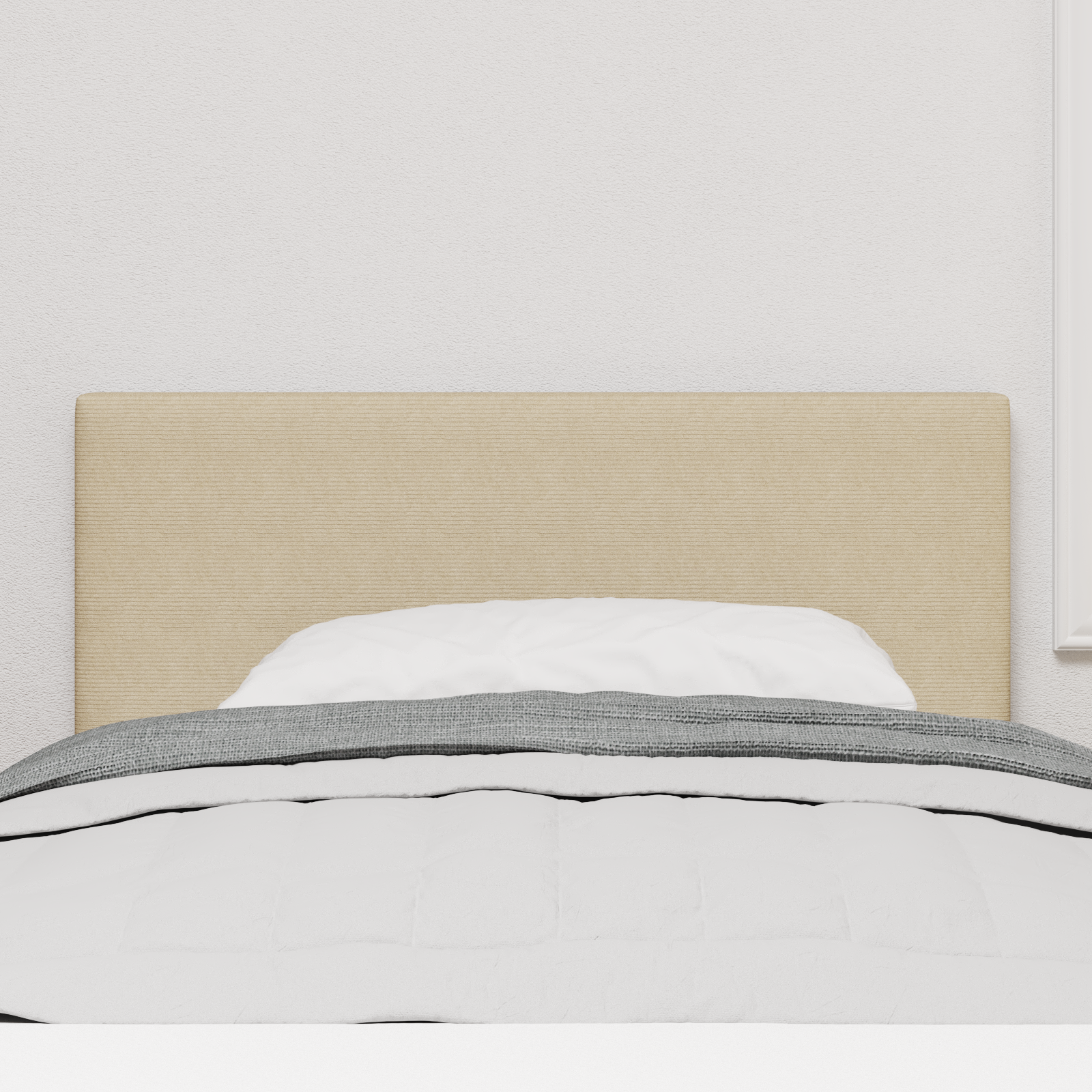 Headboard Plain Design Light Green Grey 100 cm Corduroy Fabric - Image 3
