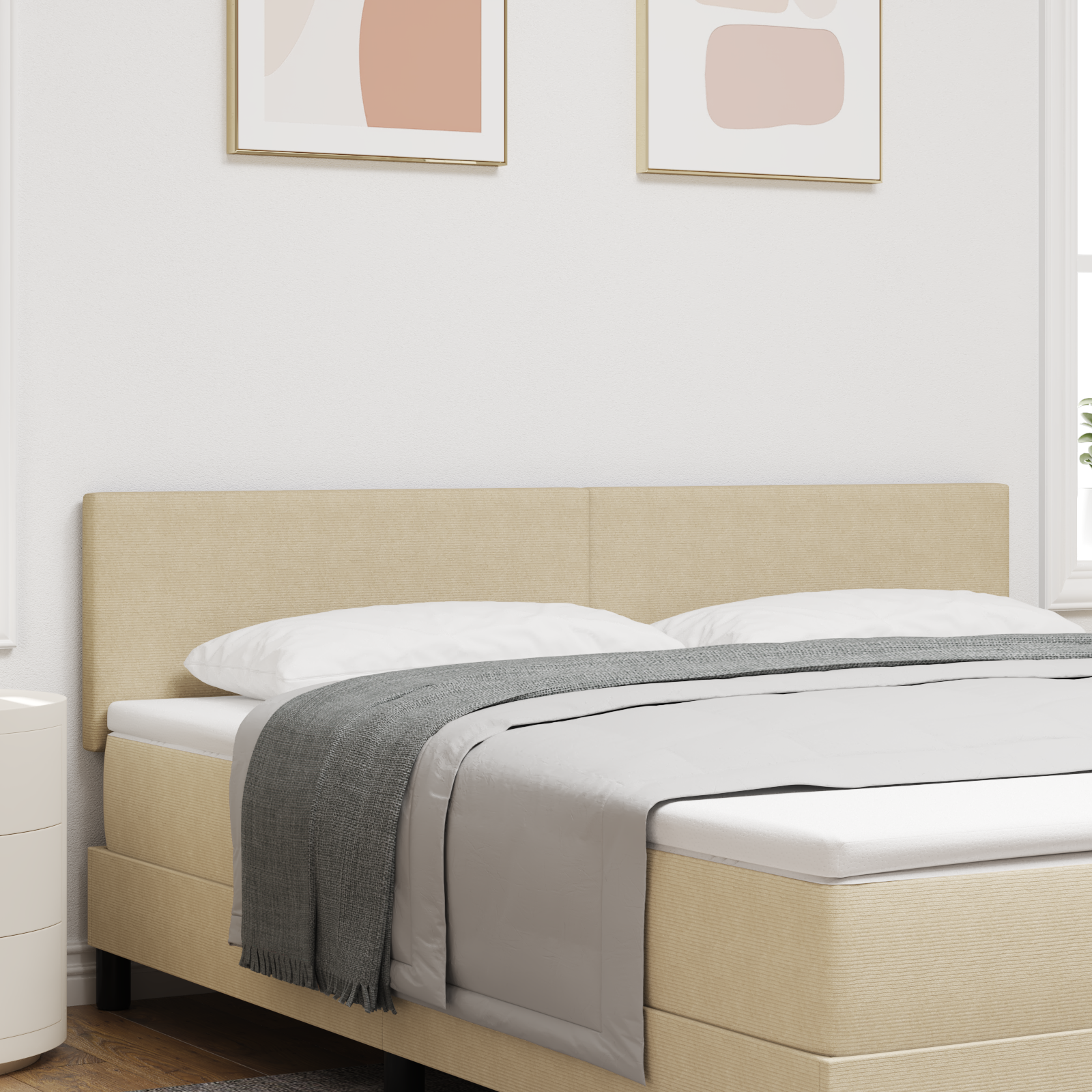 vidaXL Tăblie de pat design simplu, gri verde deschis, 180 cm, velur