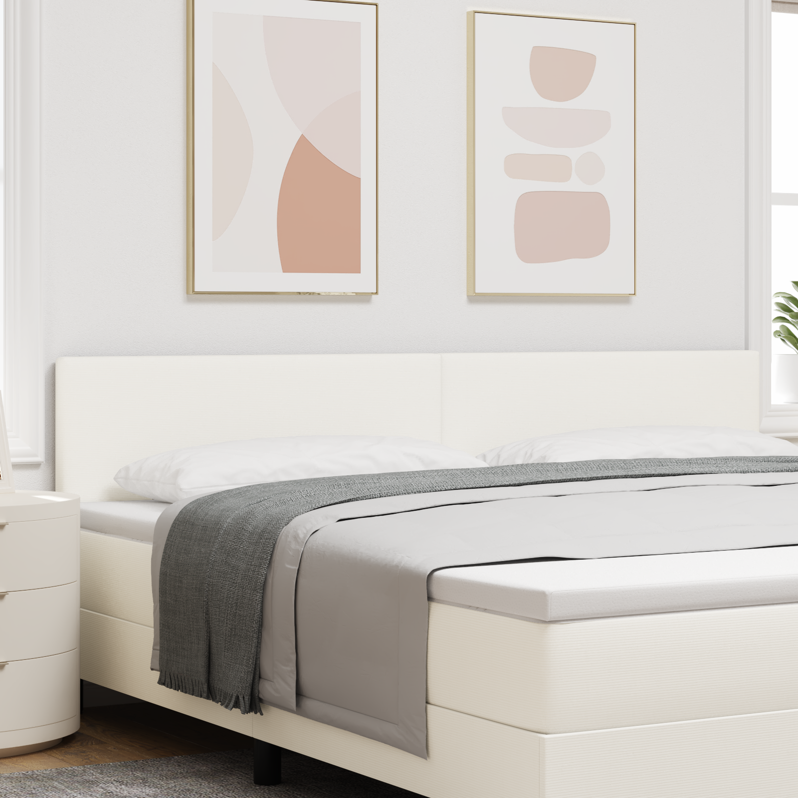 vidaXL Tăblie de pat design simplu, crem, 200 cm, velur