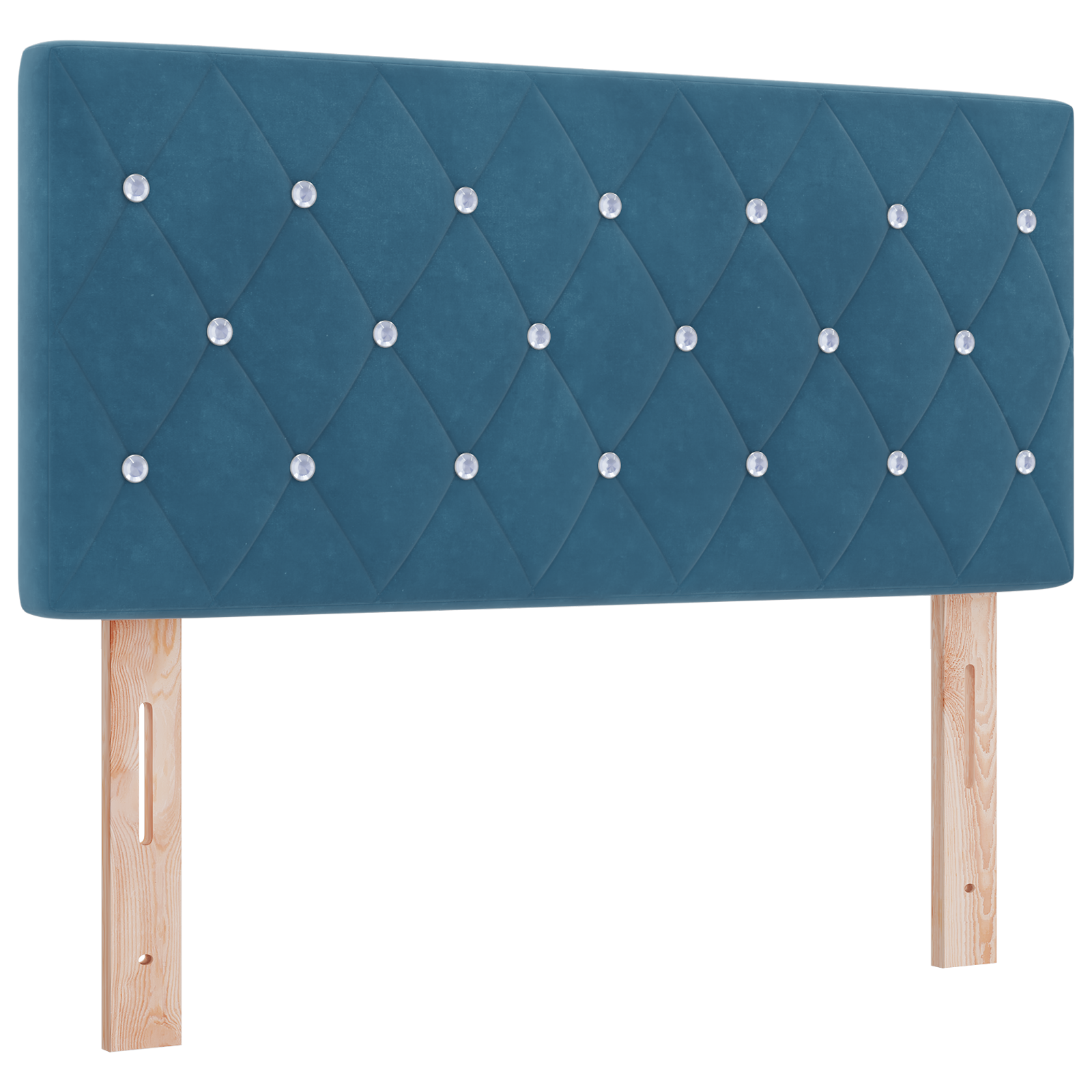 Headboard Crystal Button Tufted Dark Blue 100 cm Velvet - Image 2