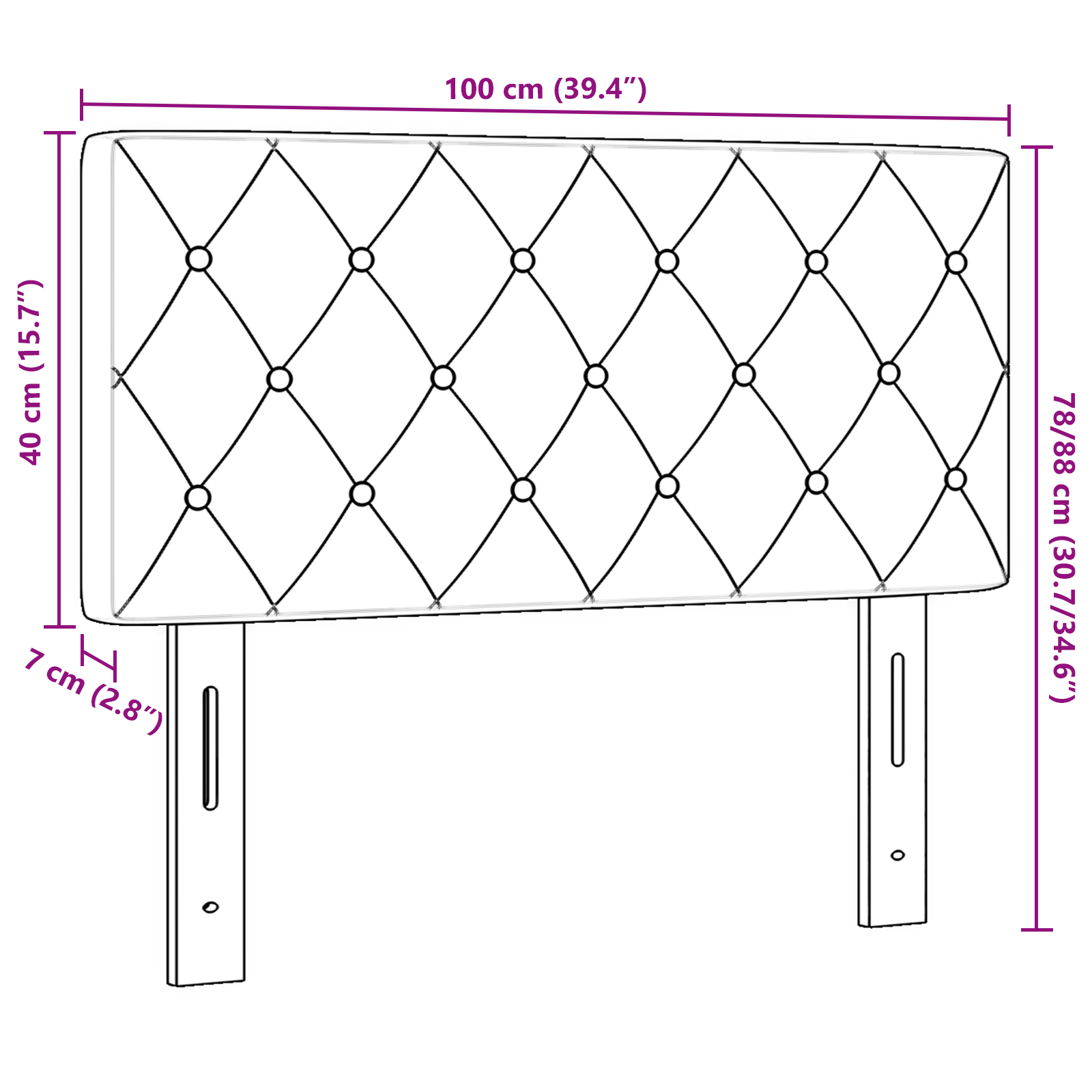 Headboard Crystal Button Tufted Dark Blue 100 cm Velvet - Image 8