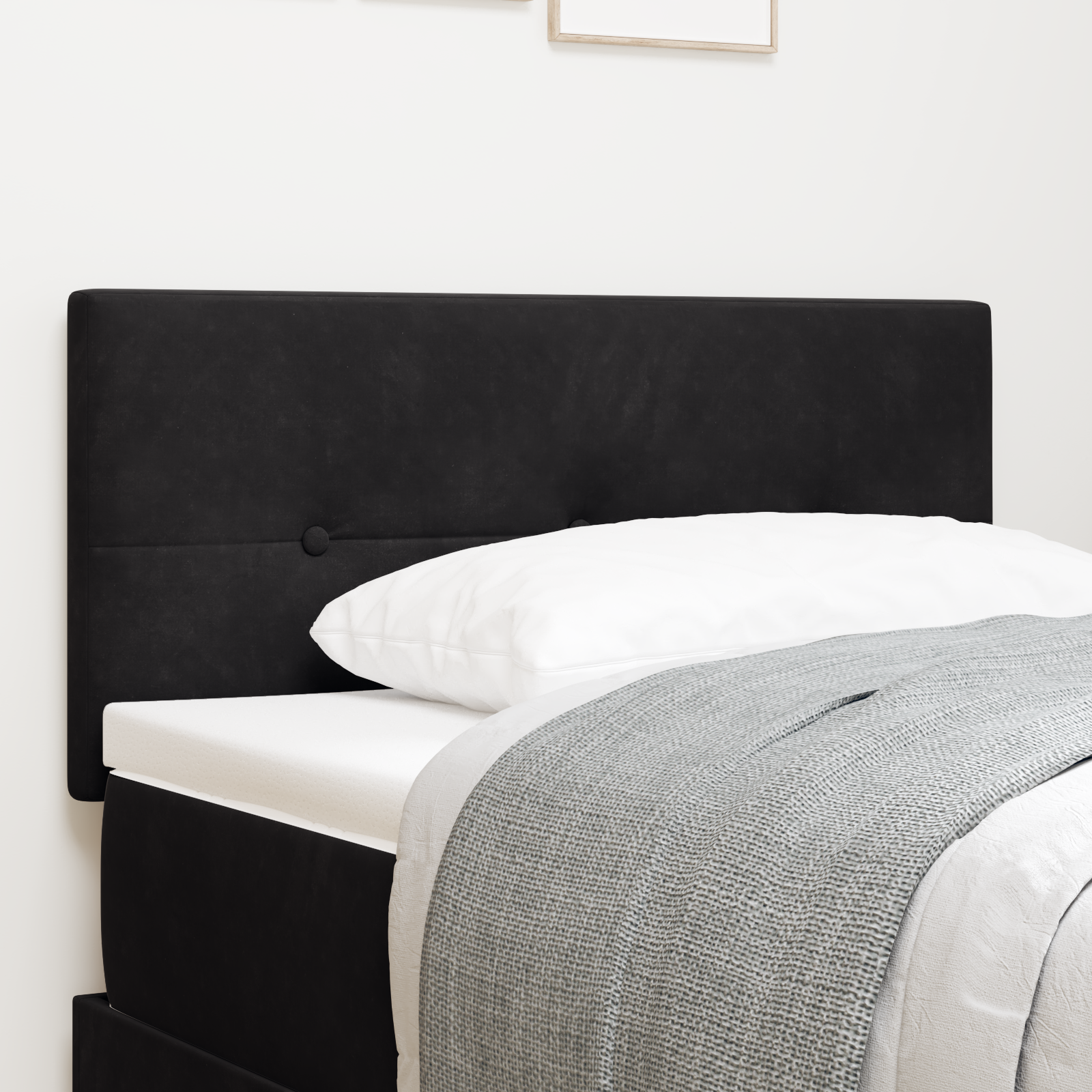 Headboard Button Tufted Black 80 cm Velvet