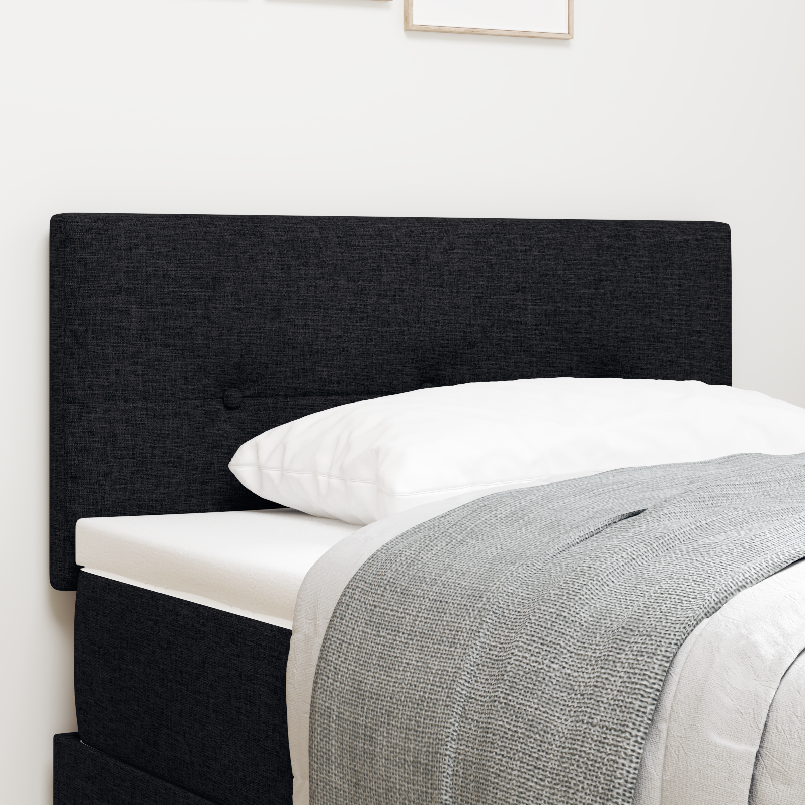Headboard Button Tufted Black 90 cm Fabric