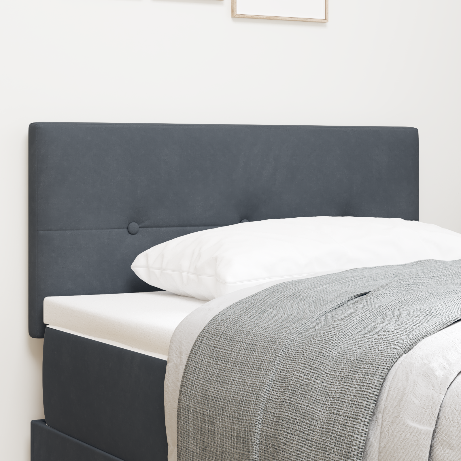 Headboard Button Tufted Dark Grey 90 cm Velvet