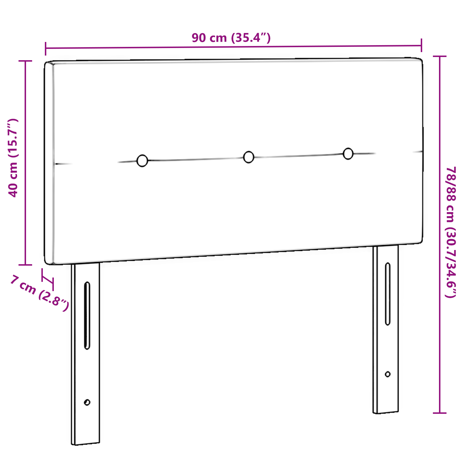 Headboard Button Tufted Black 90 cm Velvet - Image 9