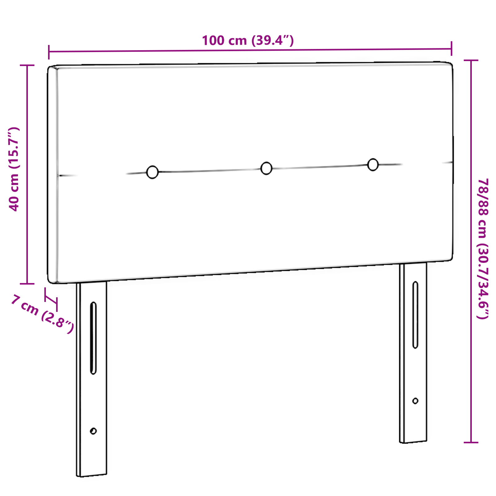Headboard Button Tufted Black 100 cm Velvet - Image 9