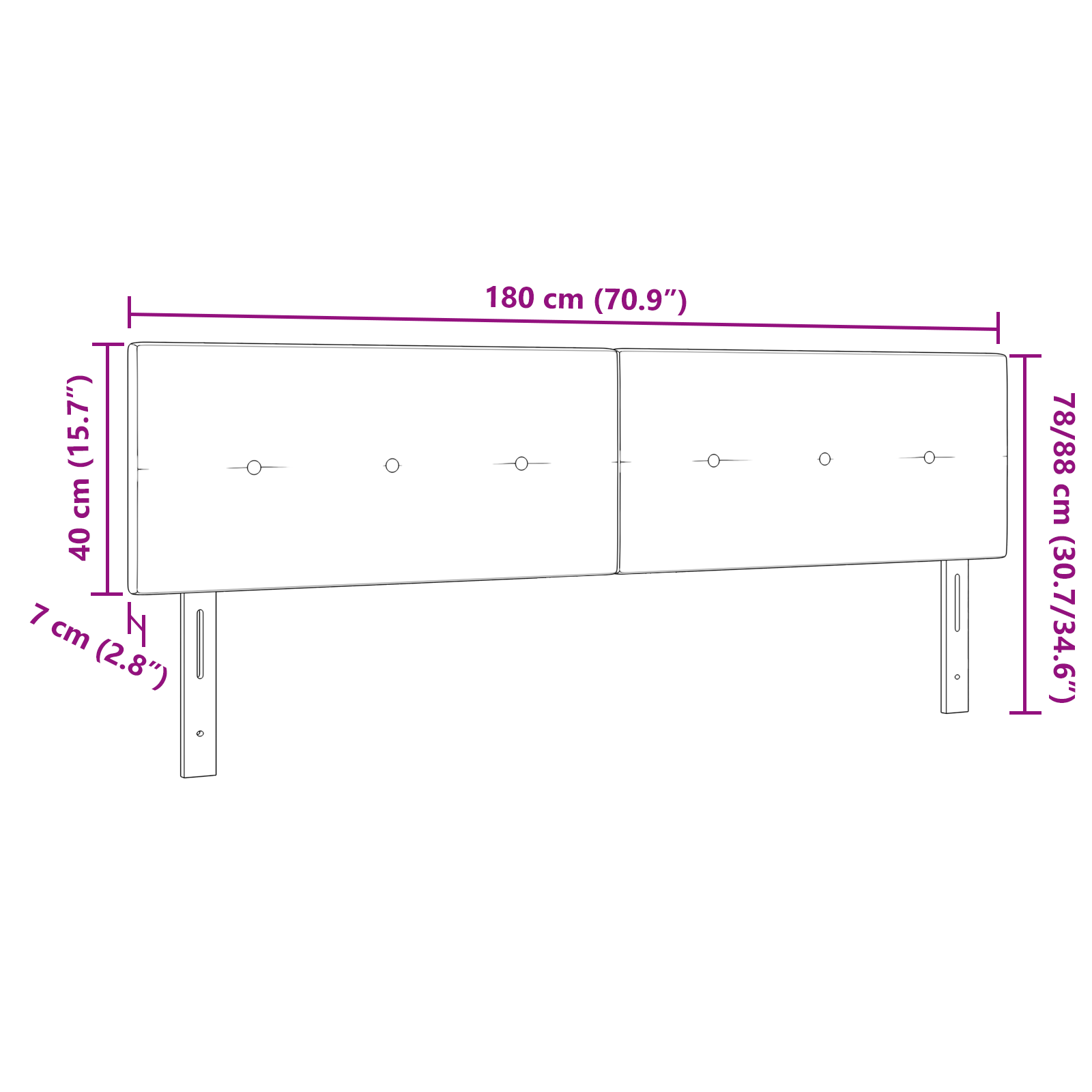 Headboard Button Tufted Black 180 cm Velvet - Image 8