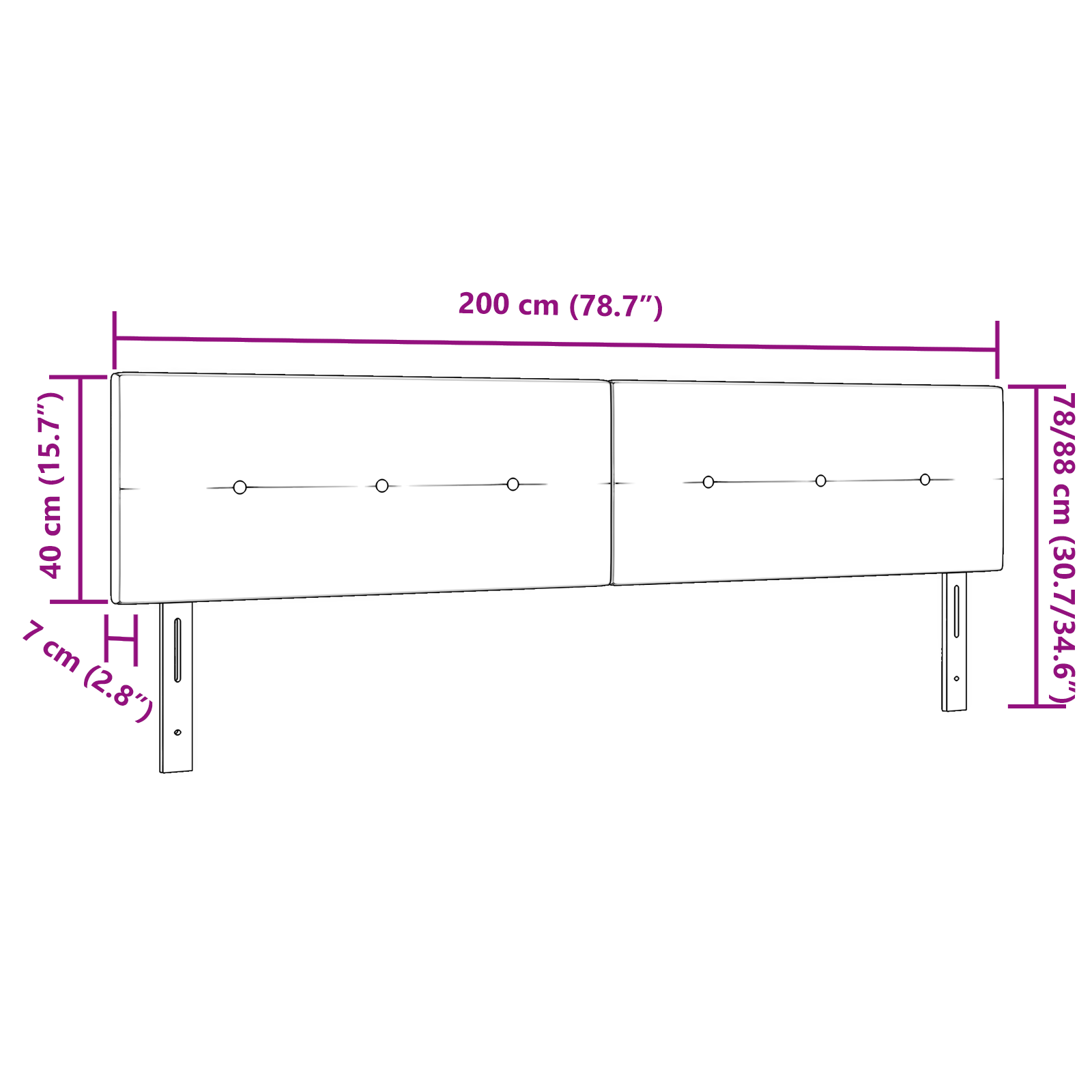 Headboard Button Tufted Black 200 cm Velvet - Image 7