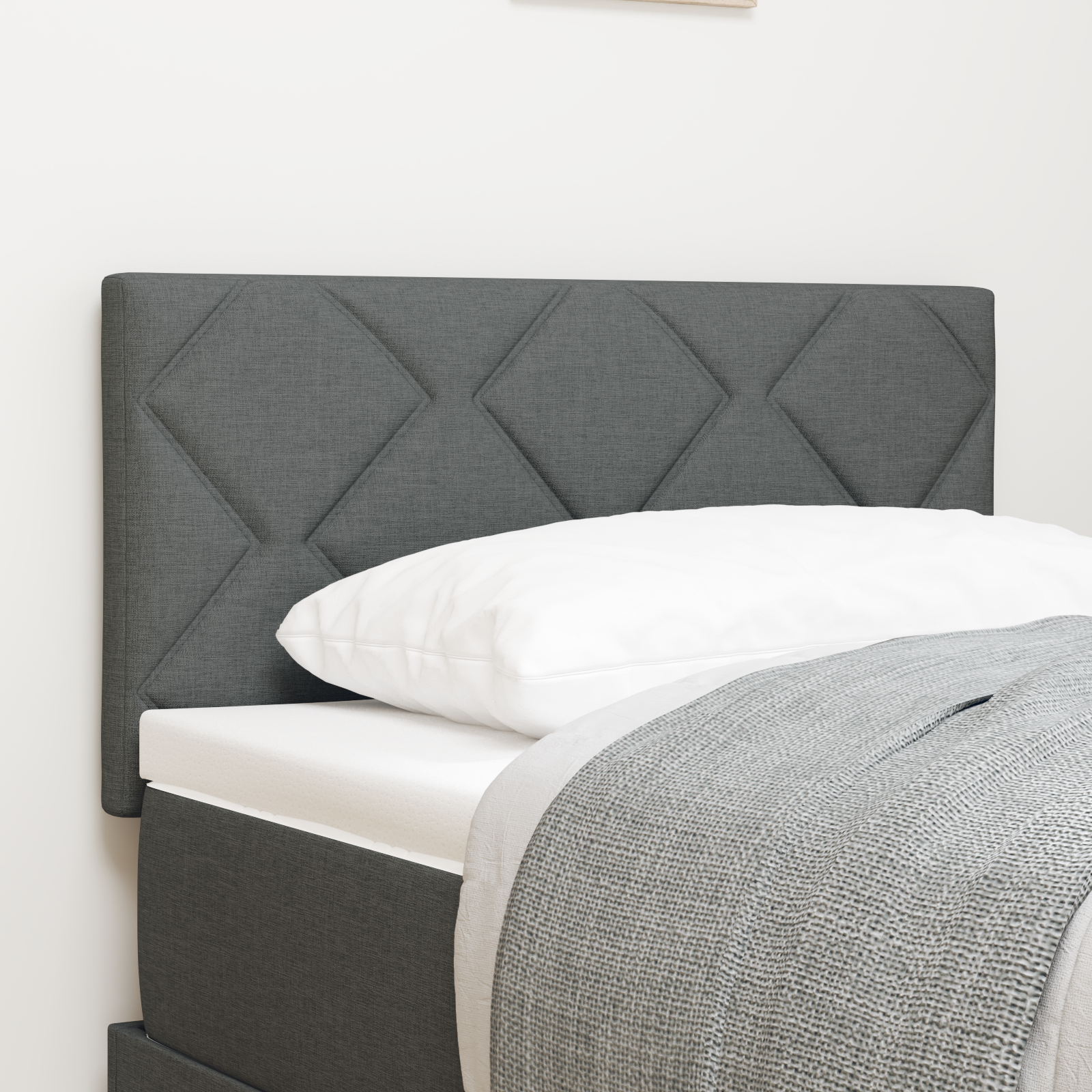 Headboard Diamond Blocks Design Dark Grey 80 cm Fabric