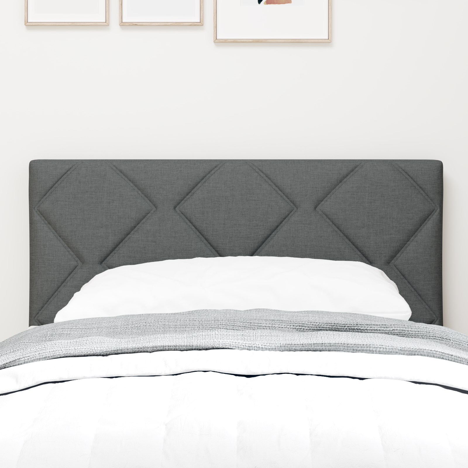 Headboard Diamond Blocks Design Dark Grey 80 cm Fabric - Image 3