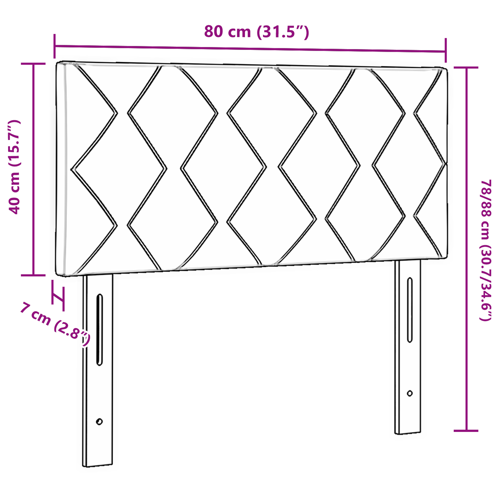 Headboard Diamond Blocks Design Dark Grey 80 cm Fabric - Image 7