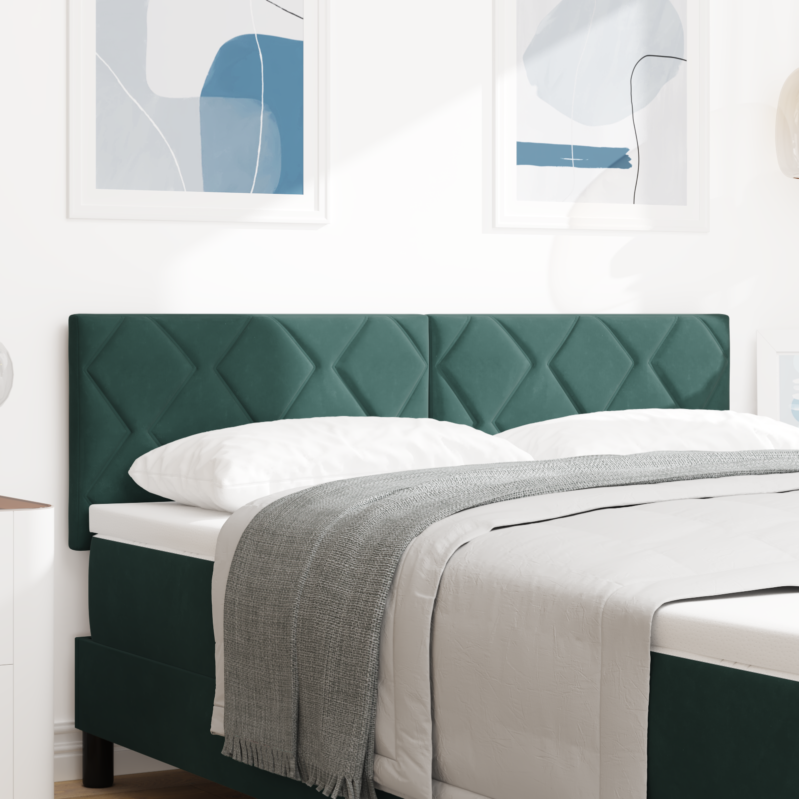 Thumbnail - vidaXL Kopfteil, Diamantblock-Design, dunkelgrün, 144 cm Samt