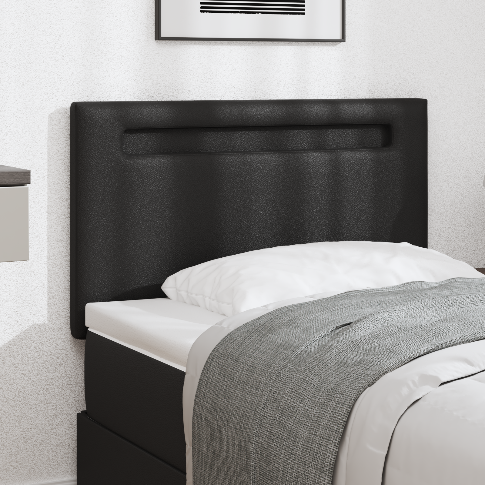 Headboard Plain Design Black 100 cm Faux Leather