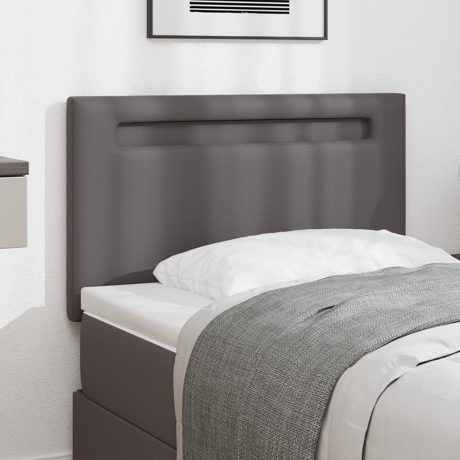 Headboard Plain Design Grey 100 cm Faux Leather