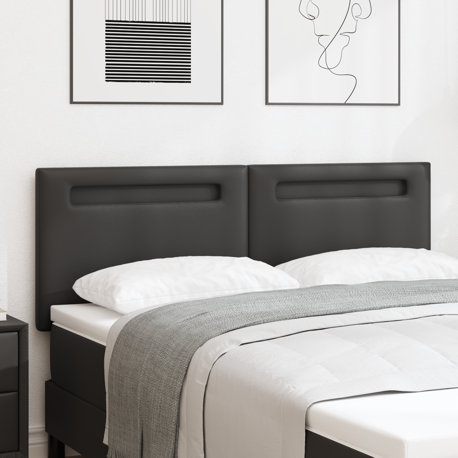 Headboard Plain Design Black 140 cm Faux Leather