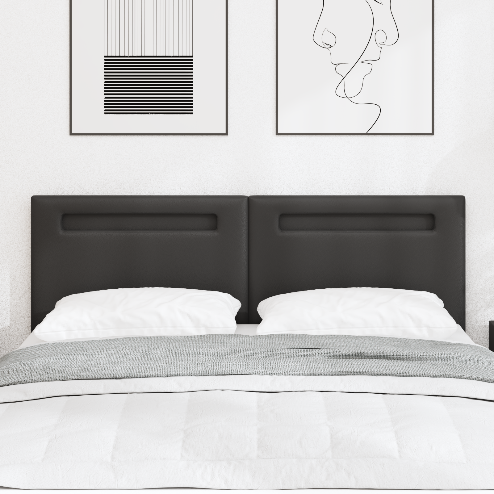 Headboard Plain Design Black 140 cm Faux Leather - Image 3