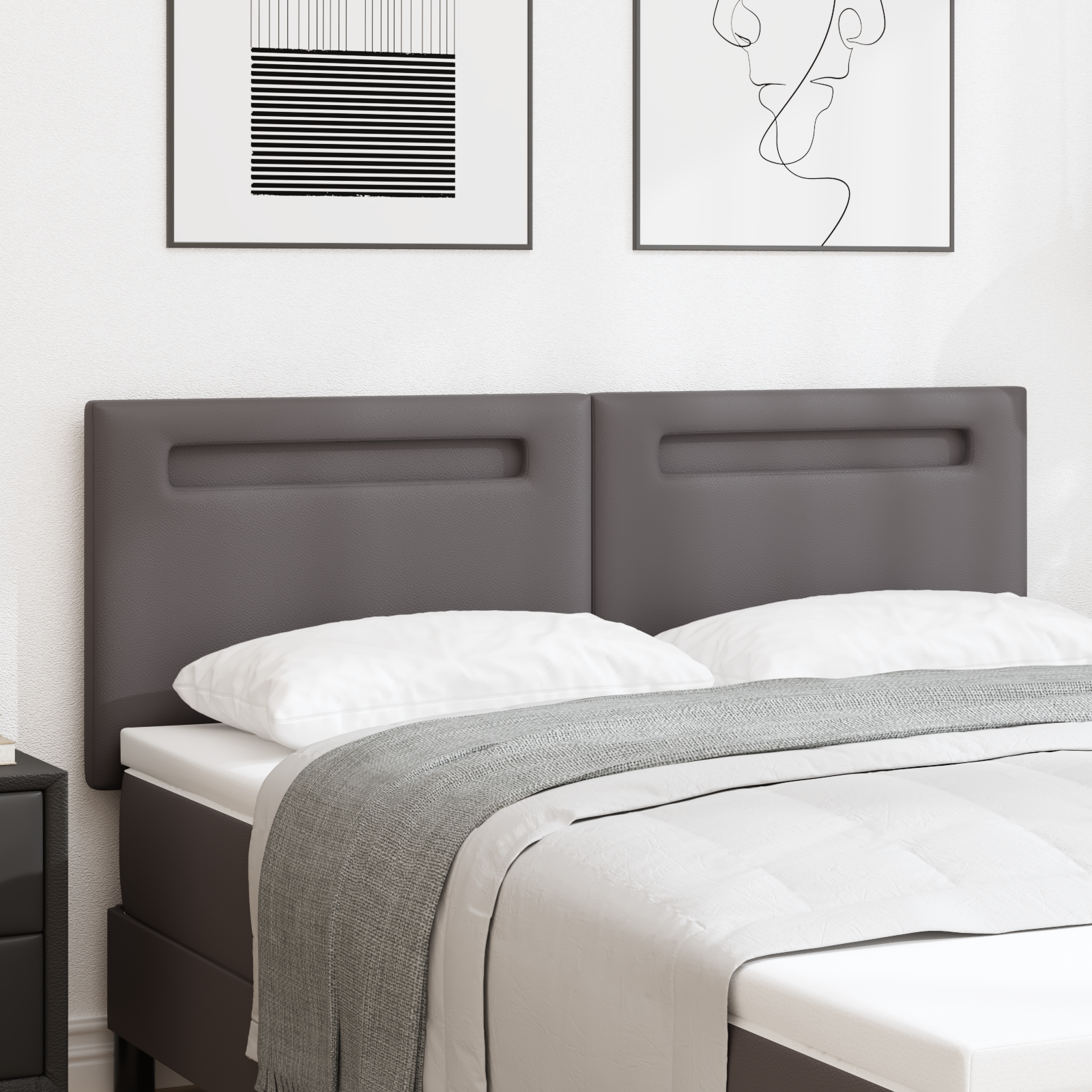 Headboard Plain Design Grey 140 cm Faux Leather