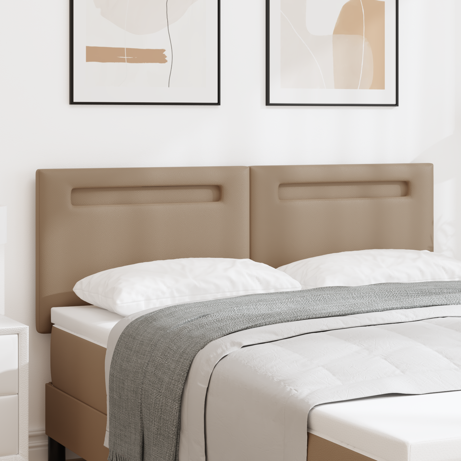 Headboard Plain Design Cappuccino 140 cm Faux Leather