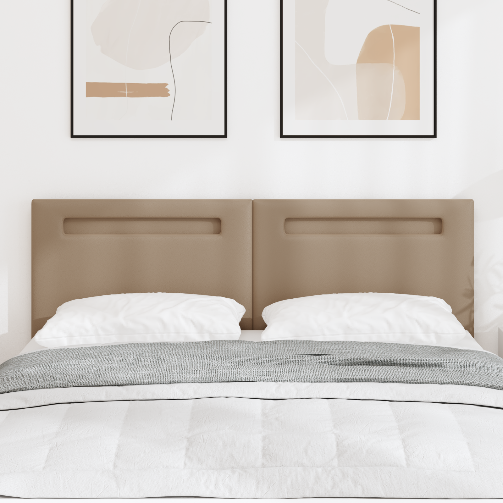 Headboard Plain Design Cappuccino 140 cm Faux Leather - Image 3