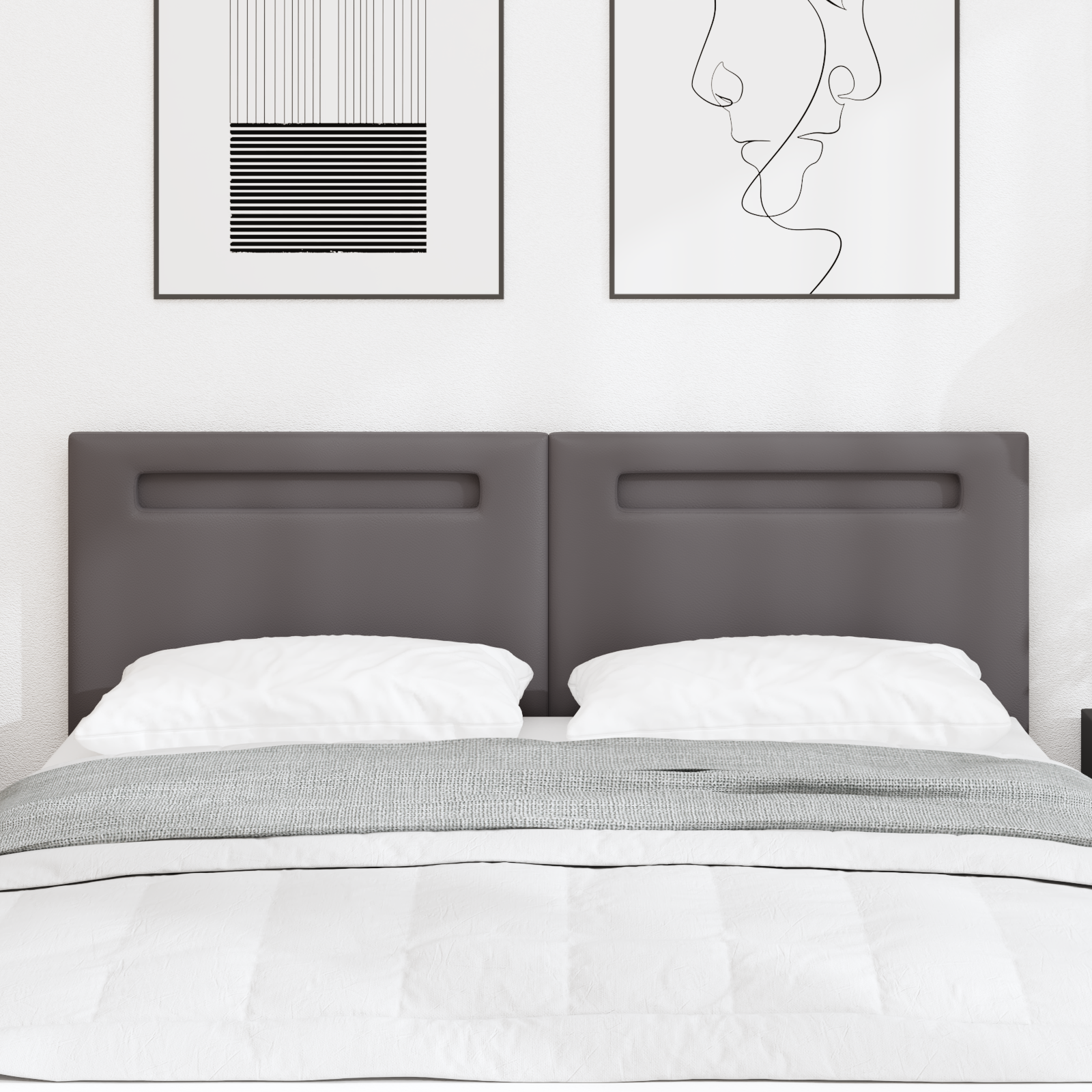 Headboard Plain Design Grey 160 cm Faux Leather