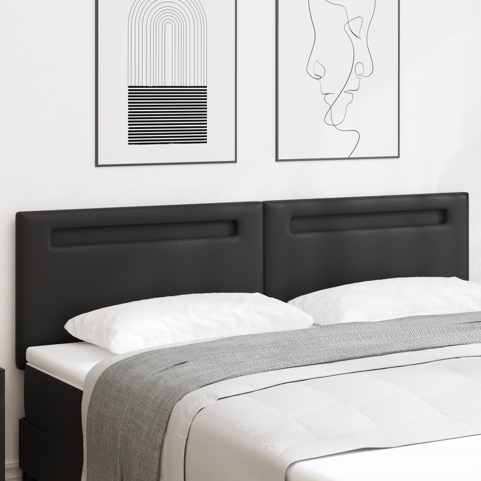 Headboard Plain Design Black 180 cm Faux Leather