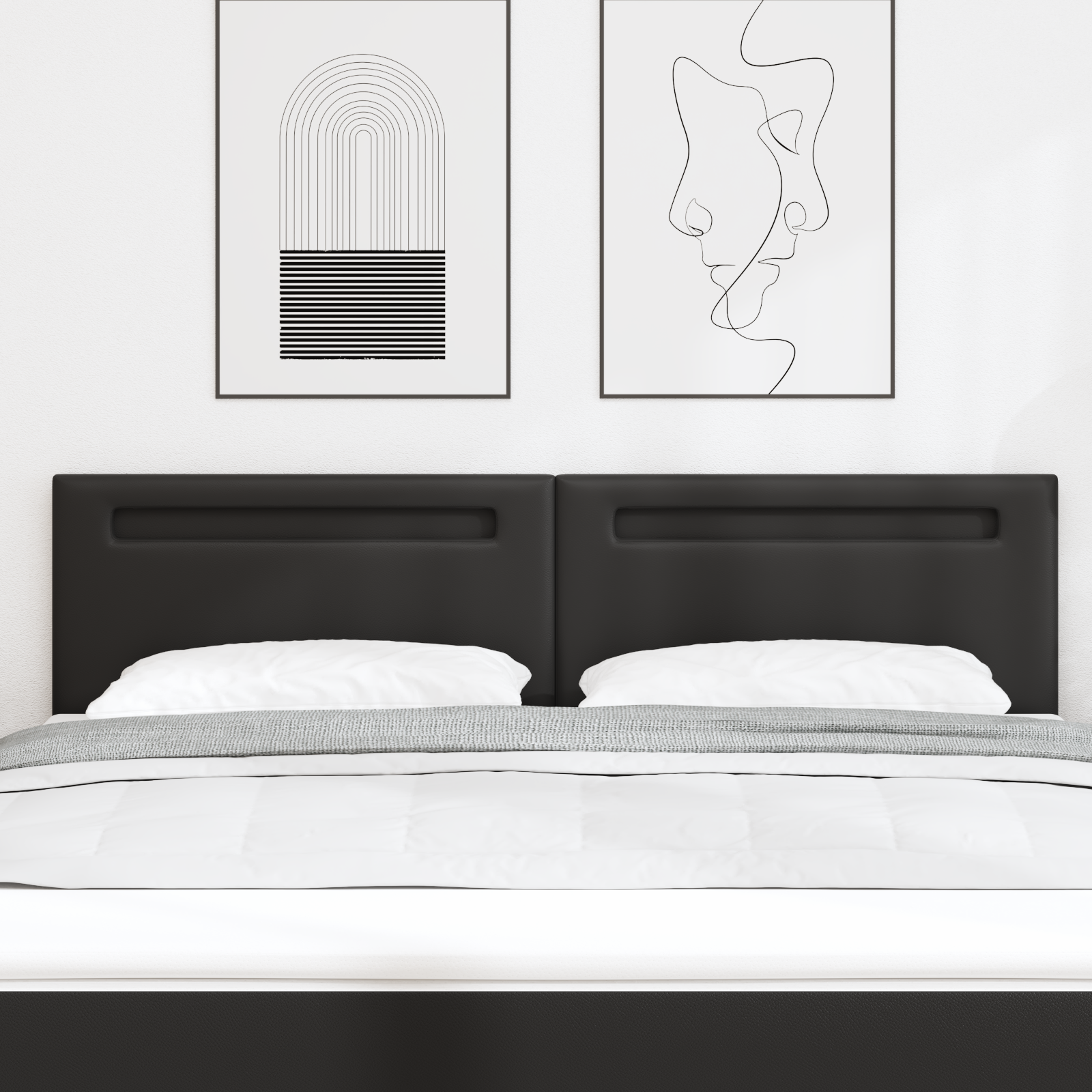 Headboard Plain Design Black 180 cm Faux Leather - Image 3