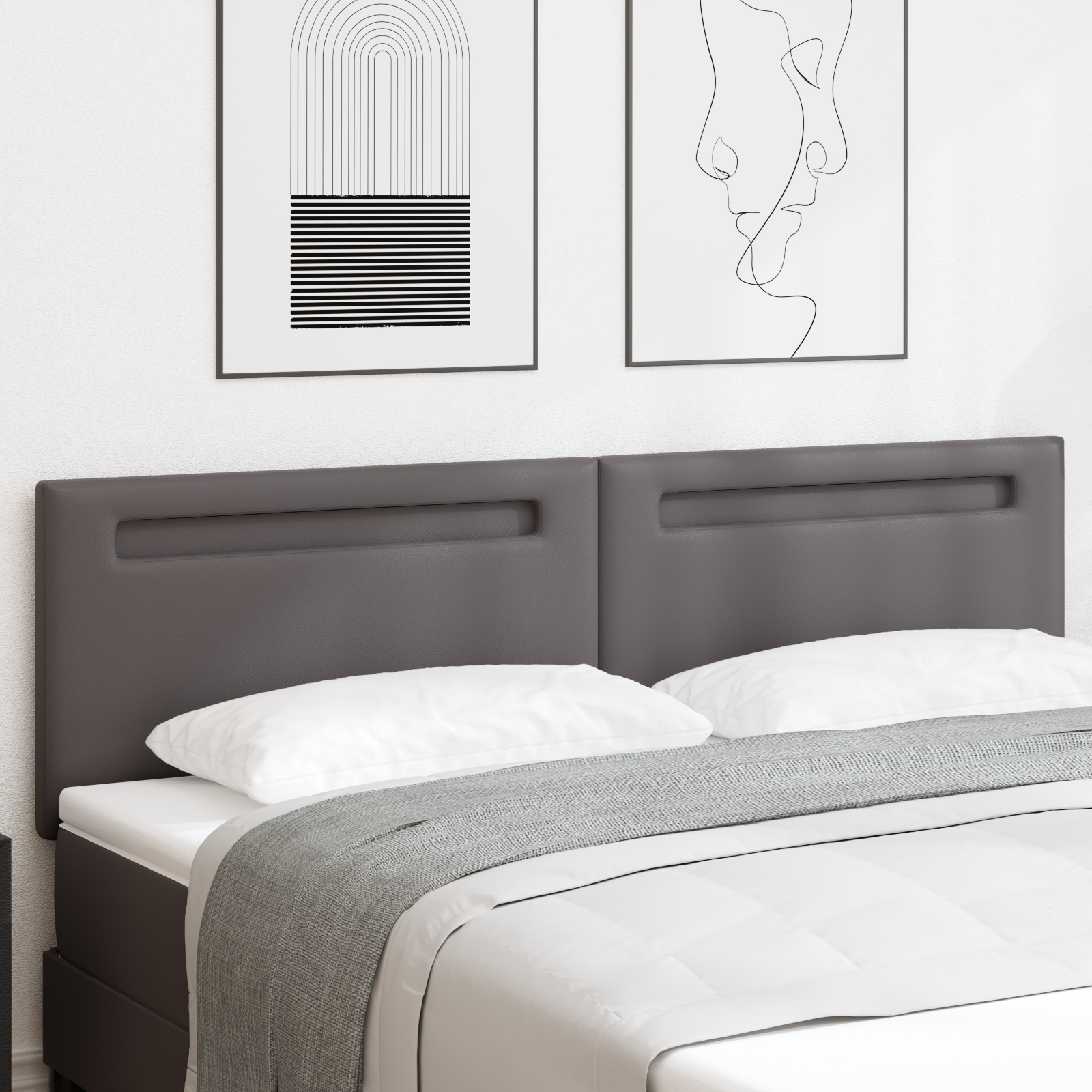 Headboard Plain Design Grey 180 cm Faux Leather