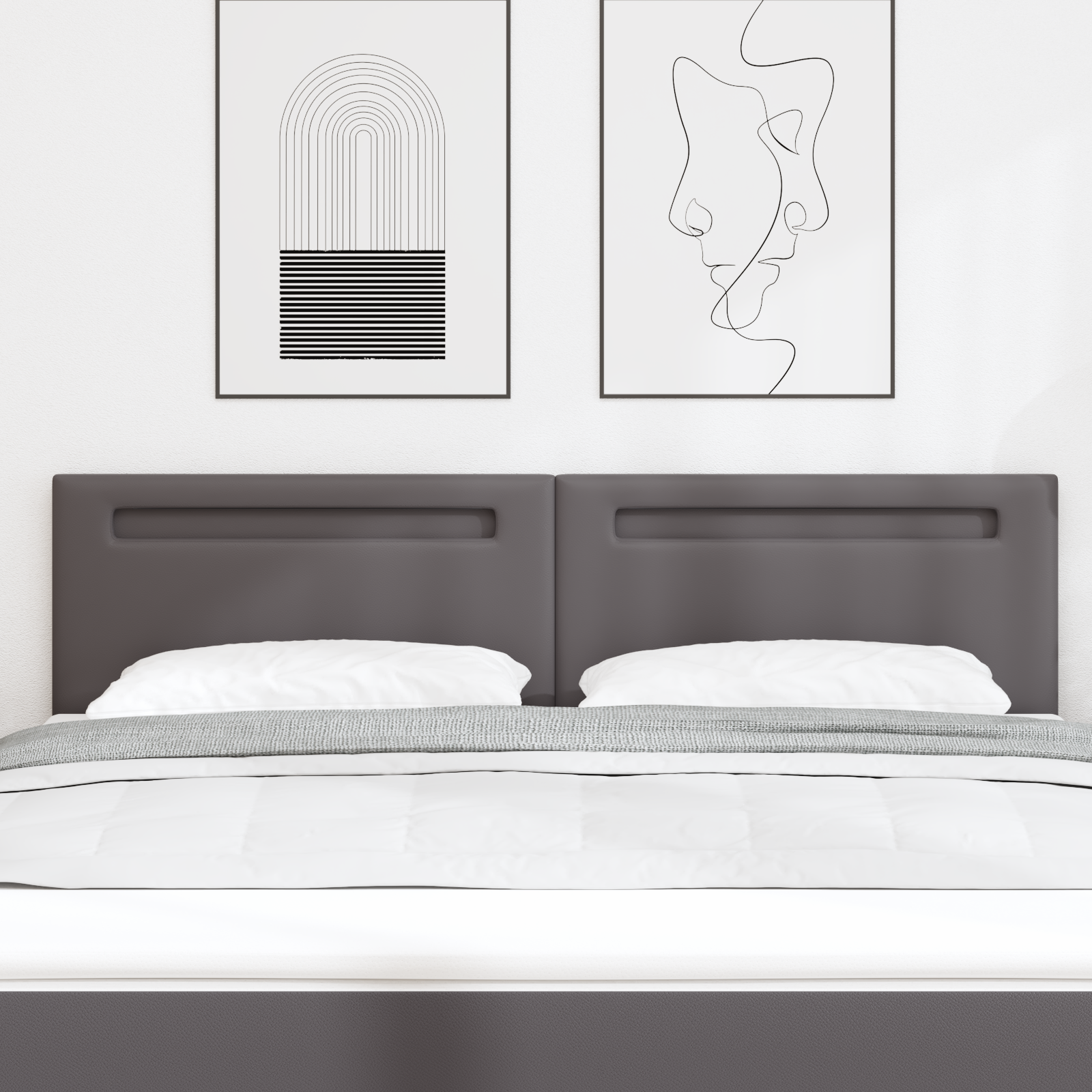 Headboard Plain Design Grey 180 cm Faux Leather - Image 3
