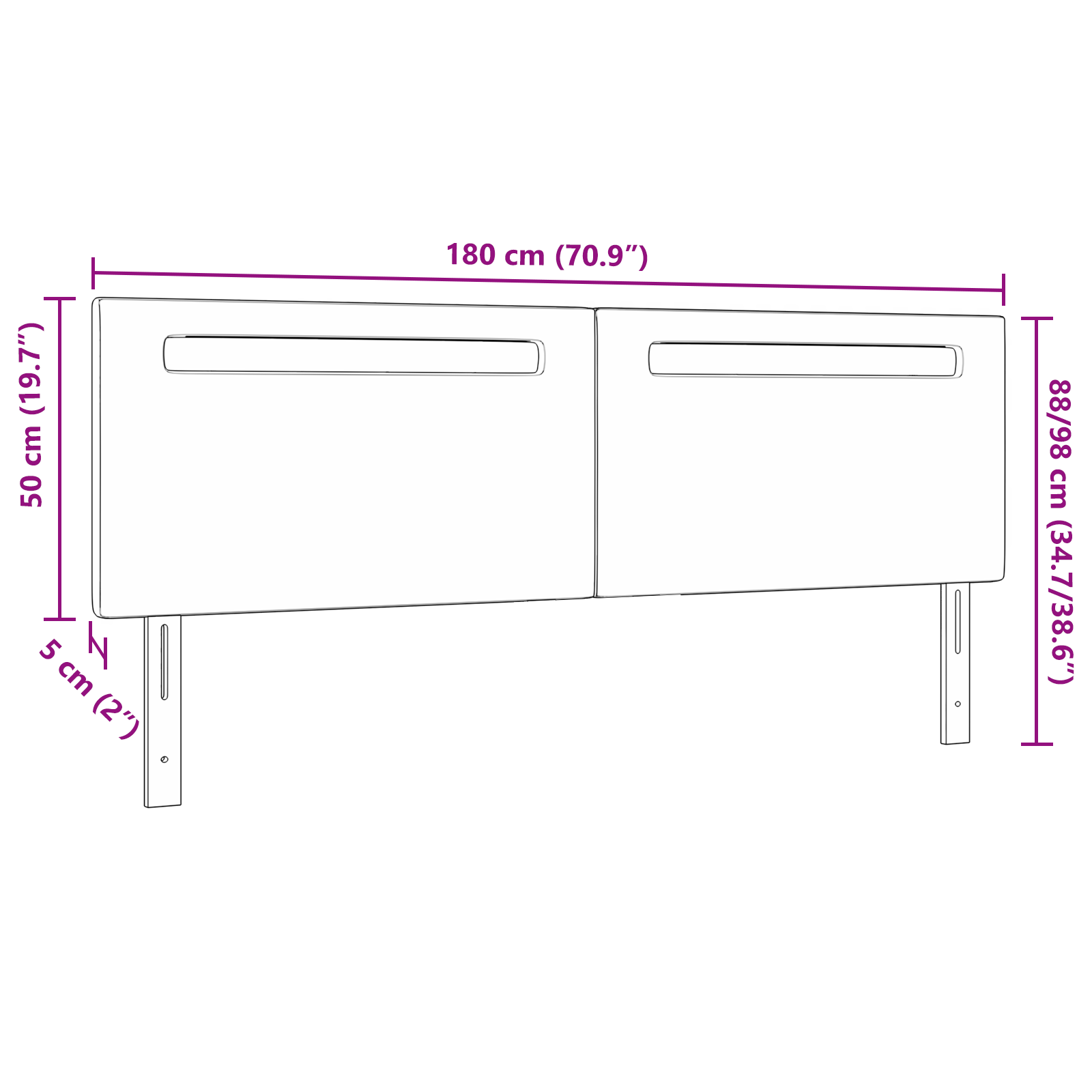 Headboard Plain Design Grey 180 cm Faux Leather - Image 7