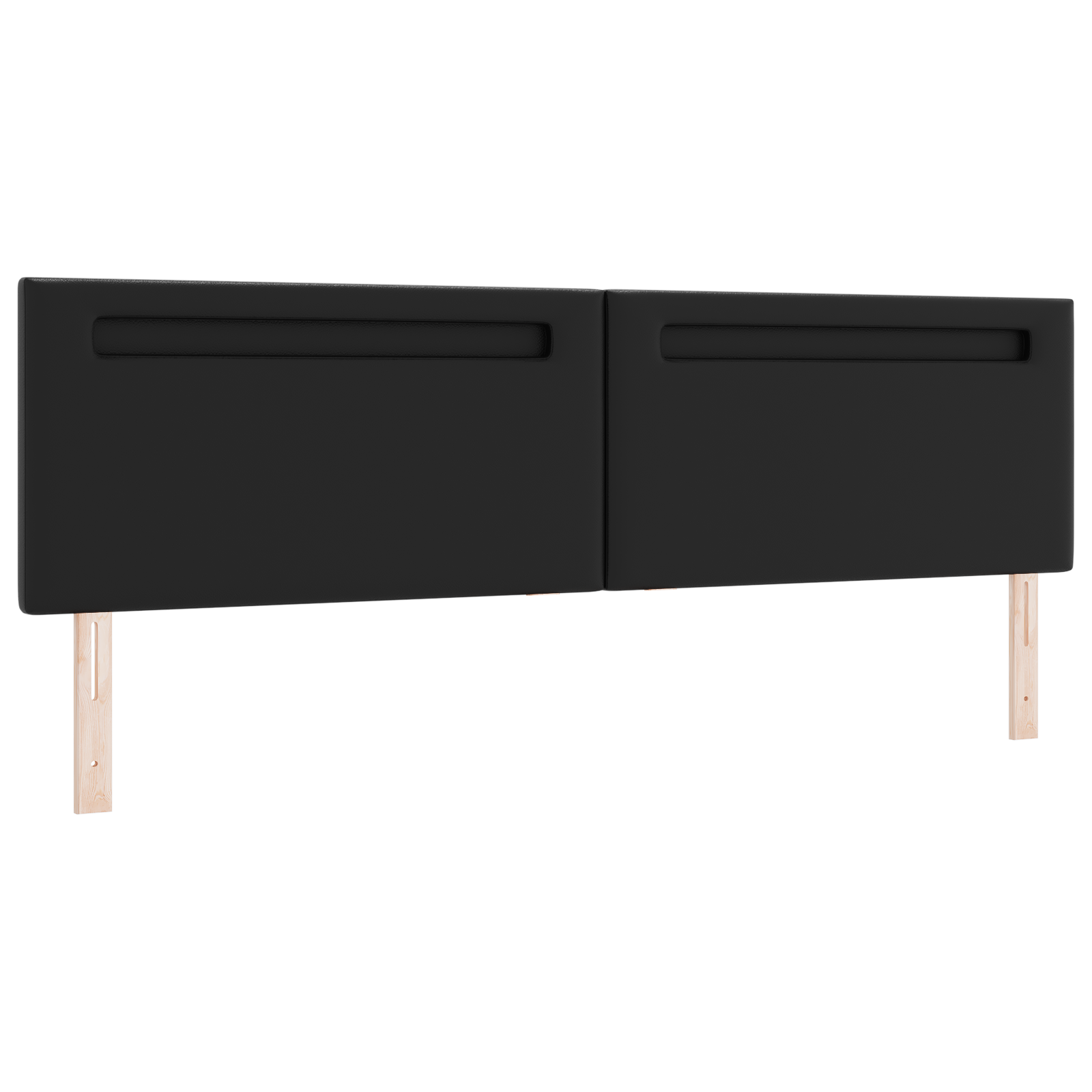 Headboard Plain Design Black 200 cm Faux Leather - Image 2