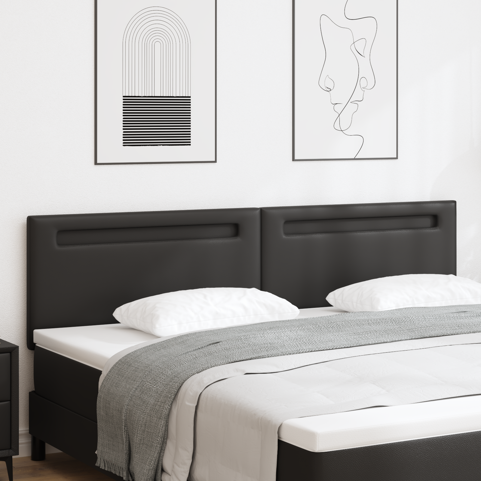 Headboard Plain Design Black 200 cm Faux Leather