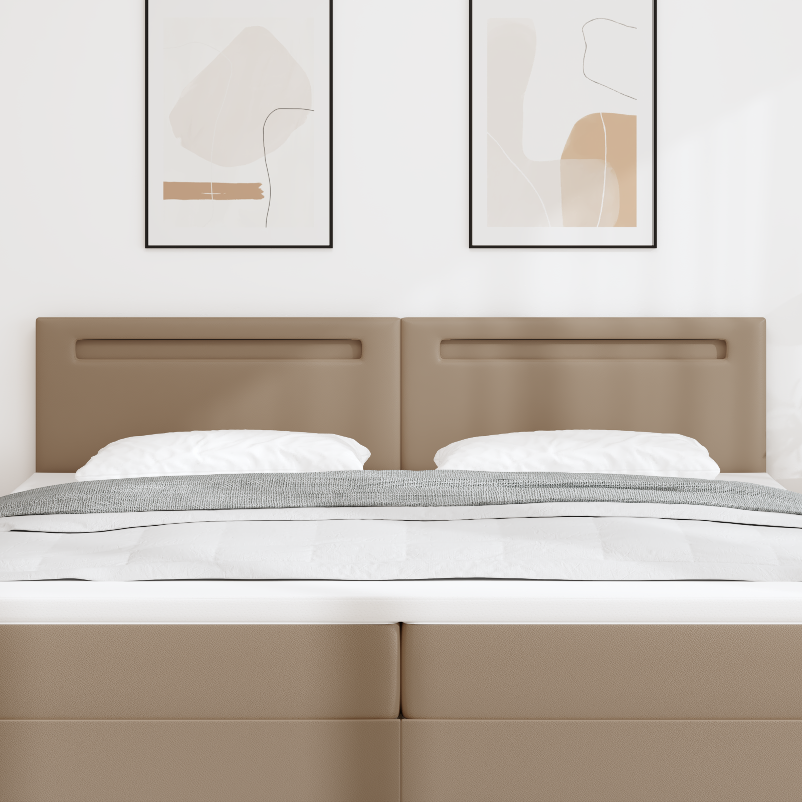 Headboard Plain Design Cappuccino 200 cm Faux Leather - Image 3