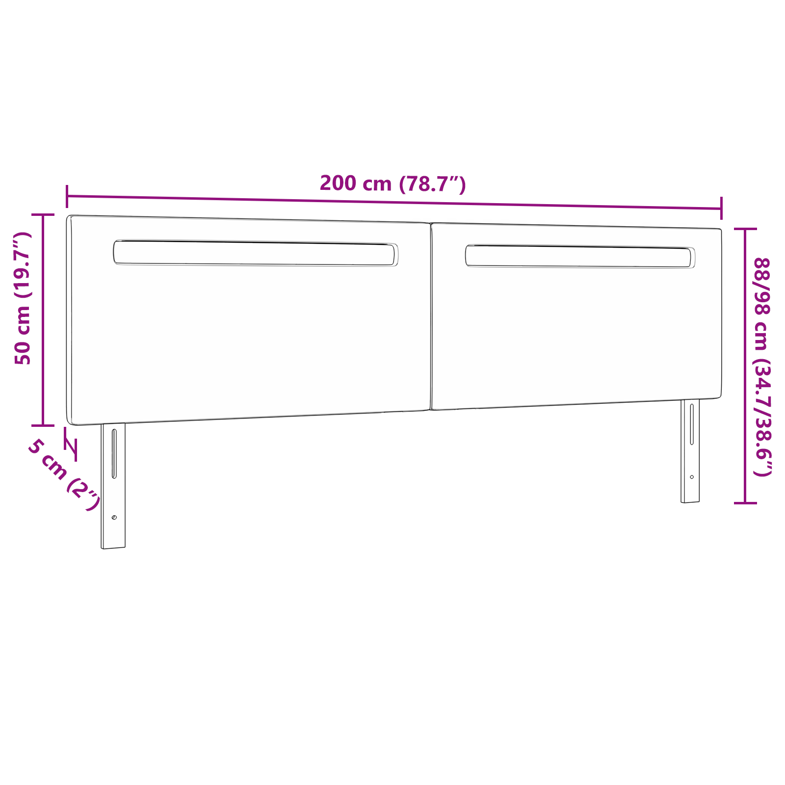 Headboard Plain Design Cappuccino 200 cm Faux Leather - Image 8