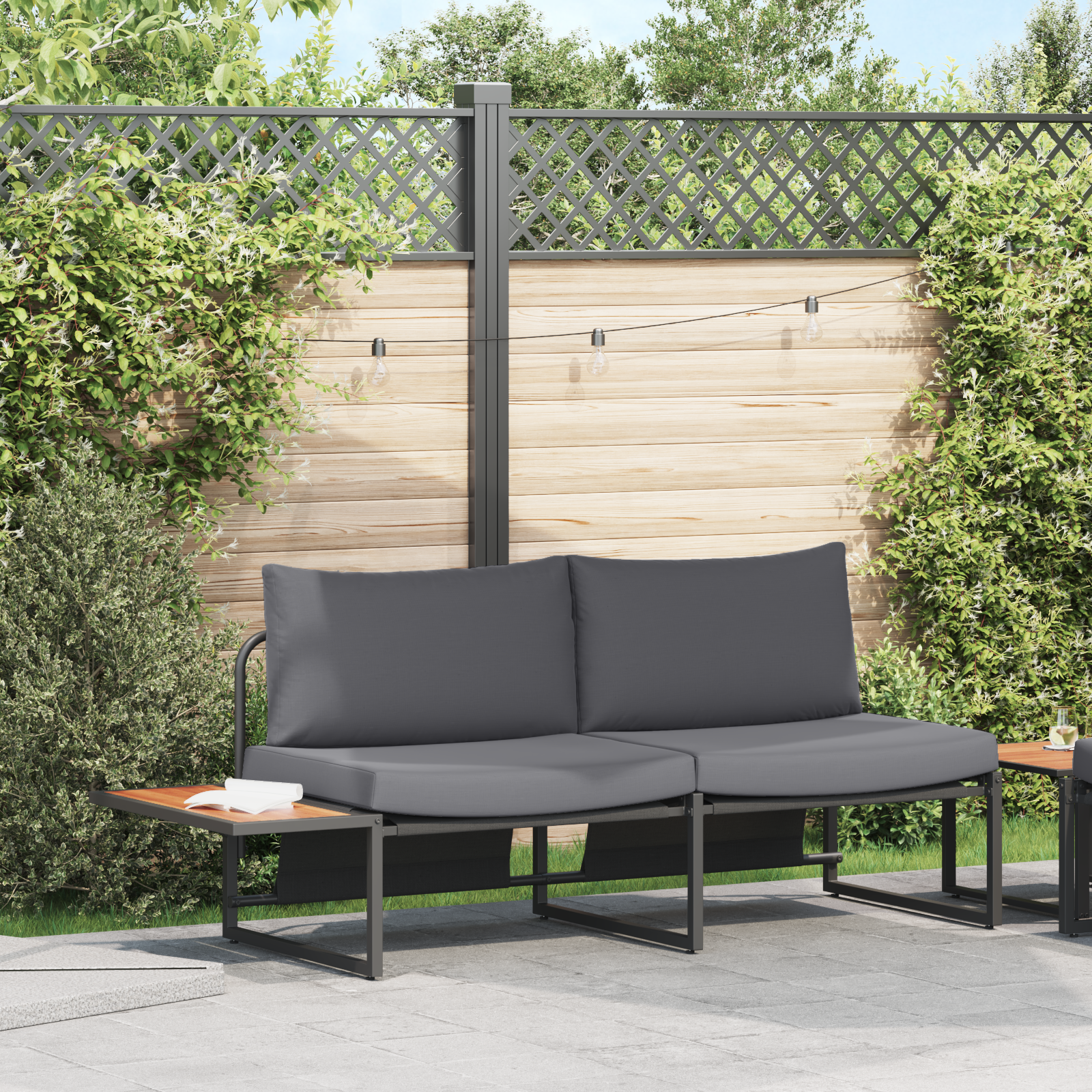2-Seater Garden Sofa with Anthracite Cushions - Image 4