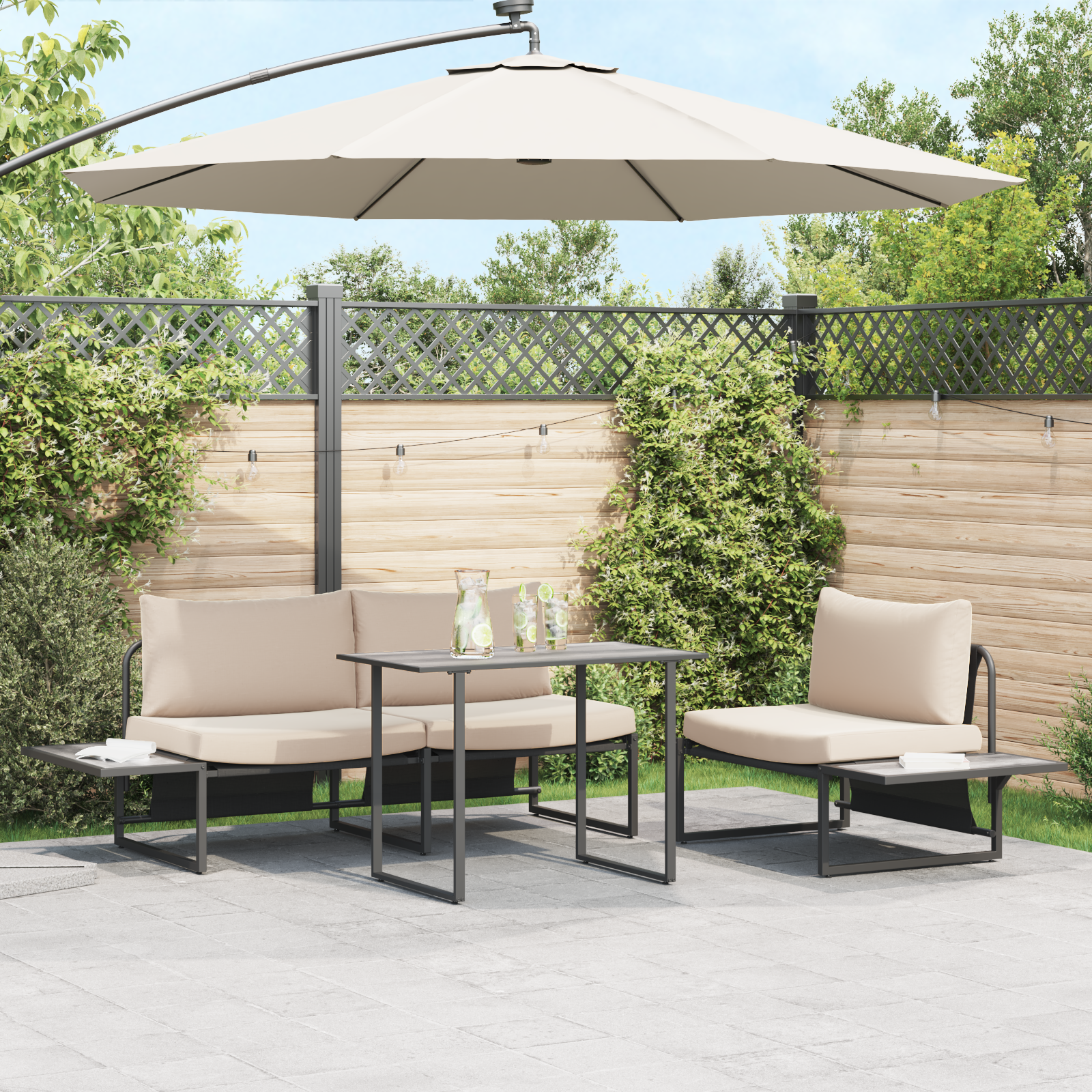 Garden Table Grey 100x55x70 cm DPC and Steel